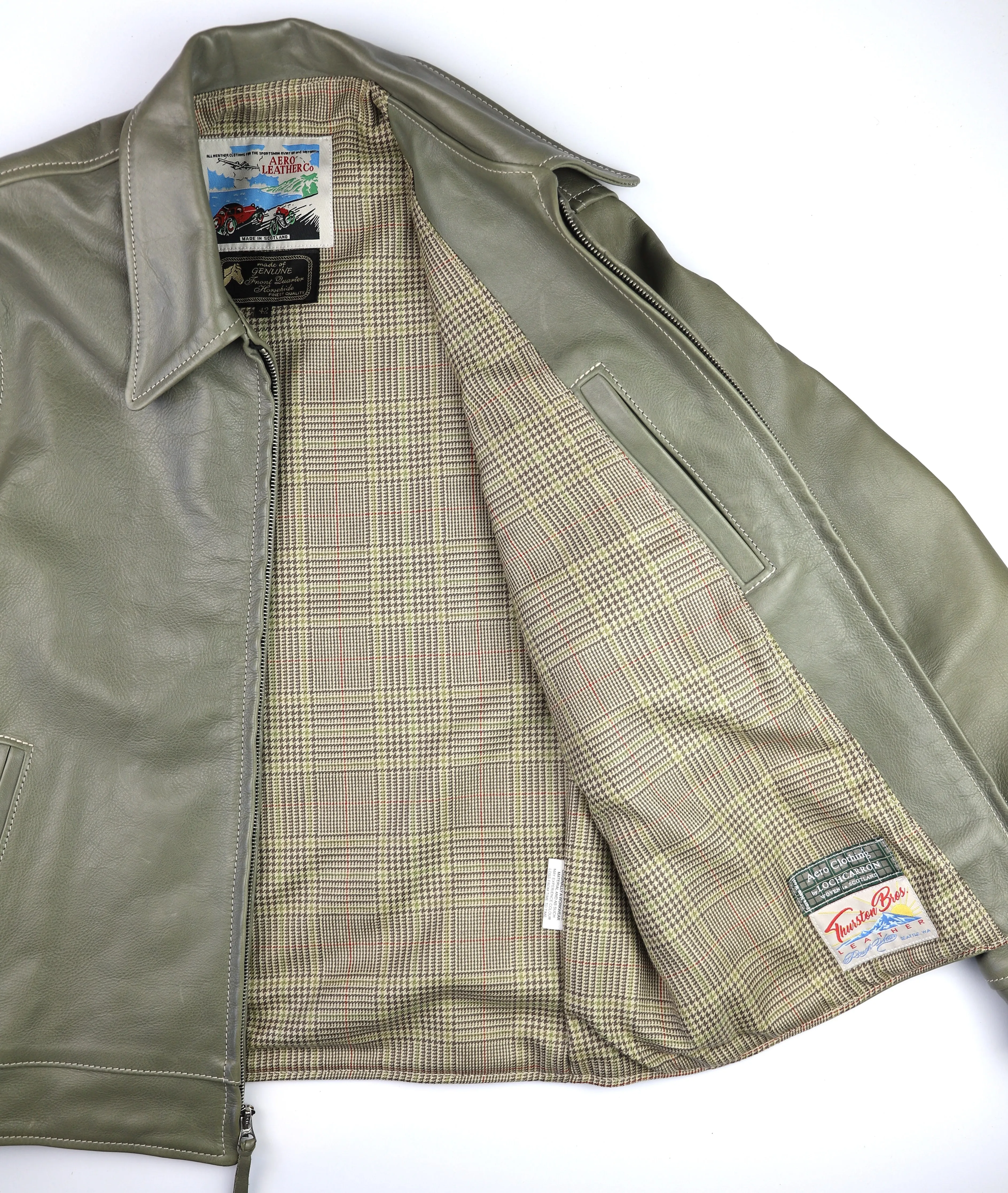 Aero Premier Highwayman, sz 42, Olive Vicenza Horsehide
