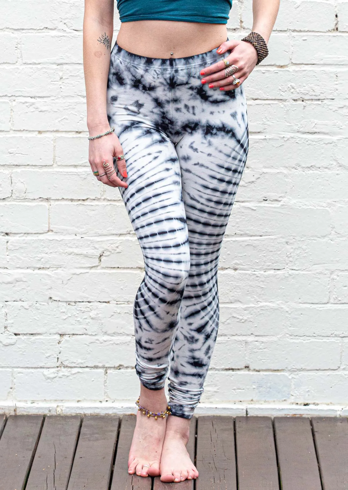 Arctic Grey Mandala Tie Dye Leggings