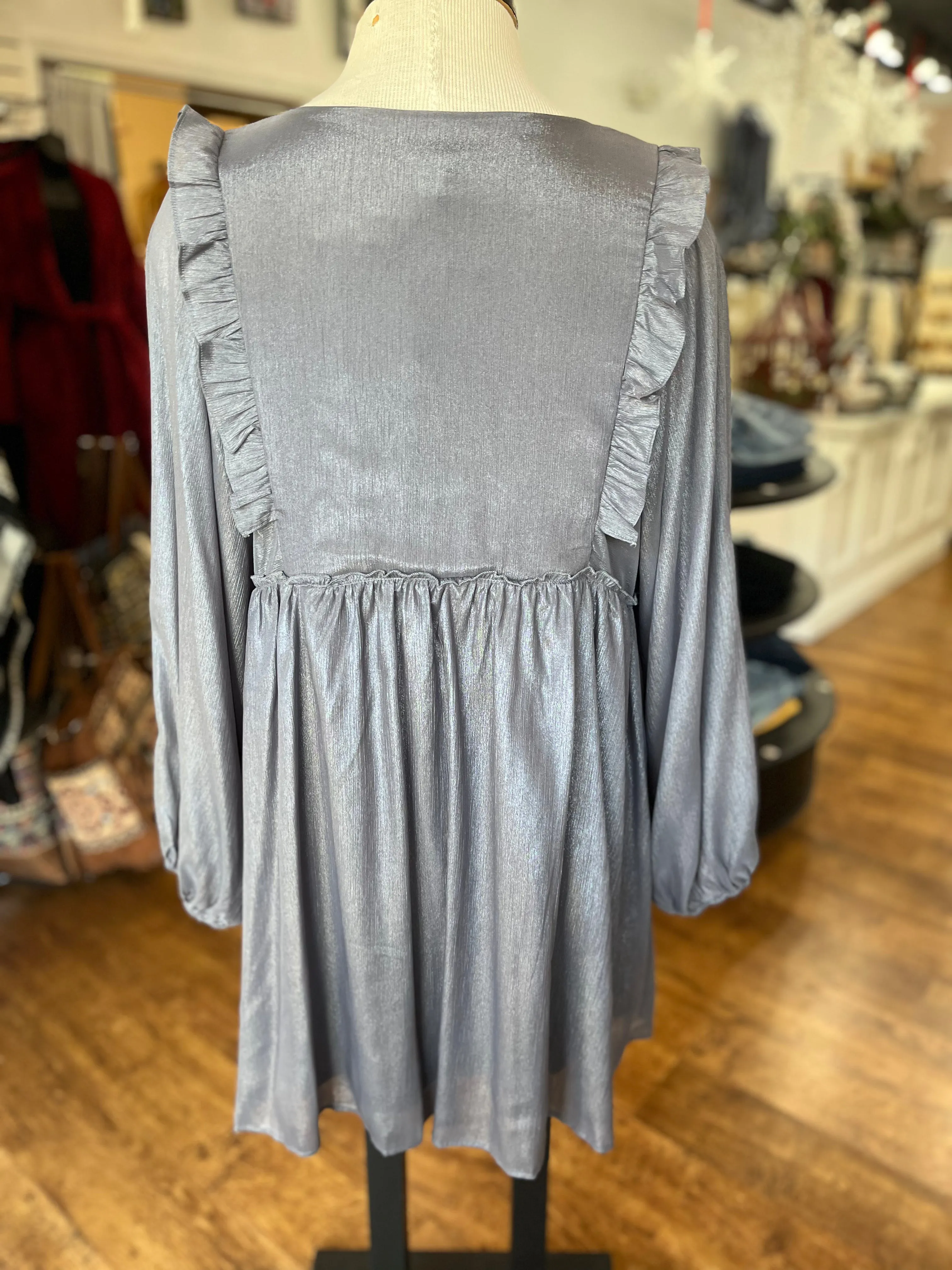 Attention Getter Metallic Babydoll Dress