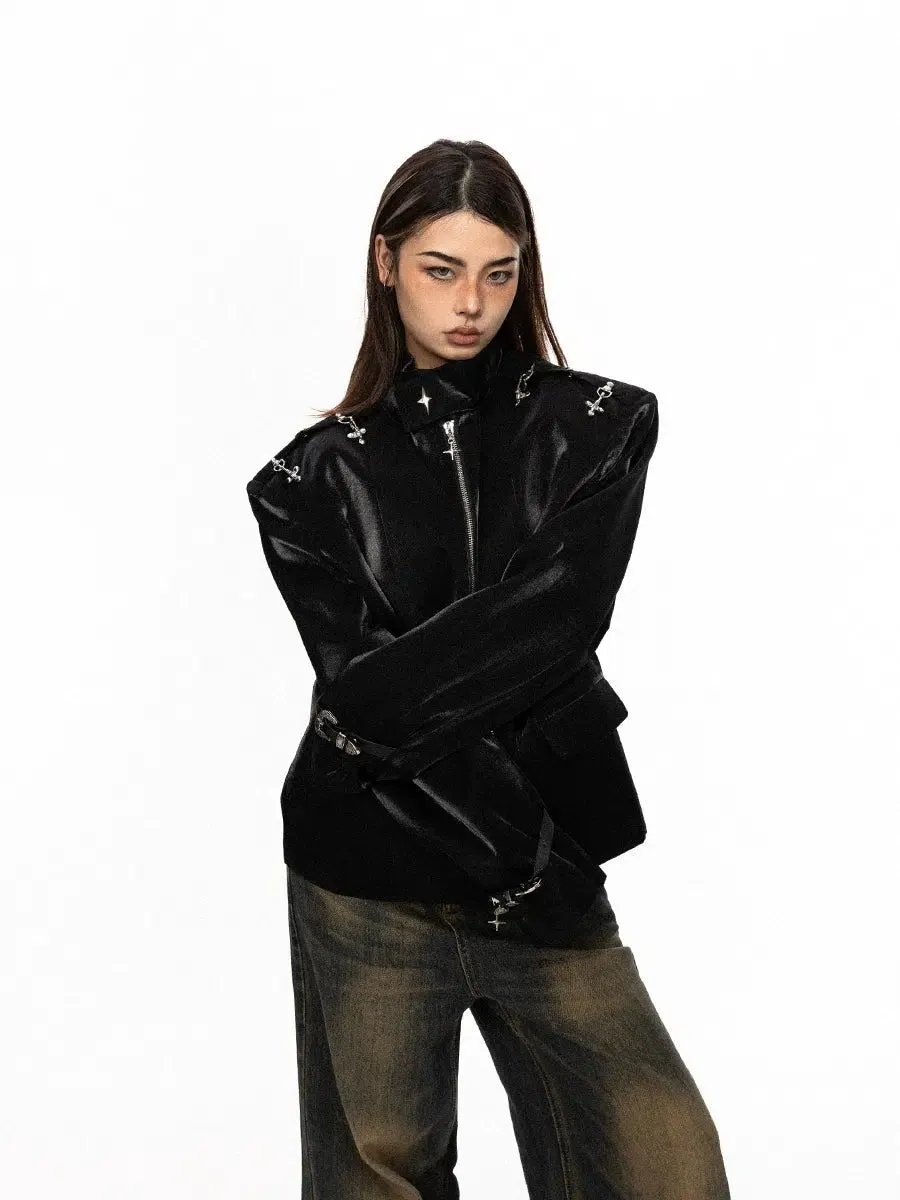 BB Metal Lock Buckle Wide Shoulder Jacket