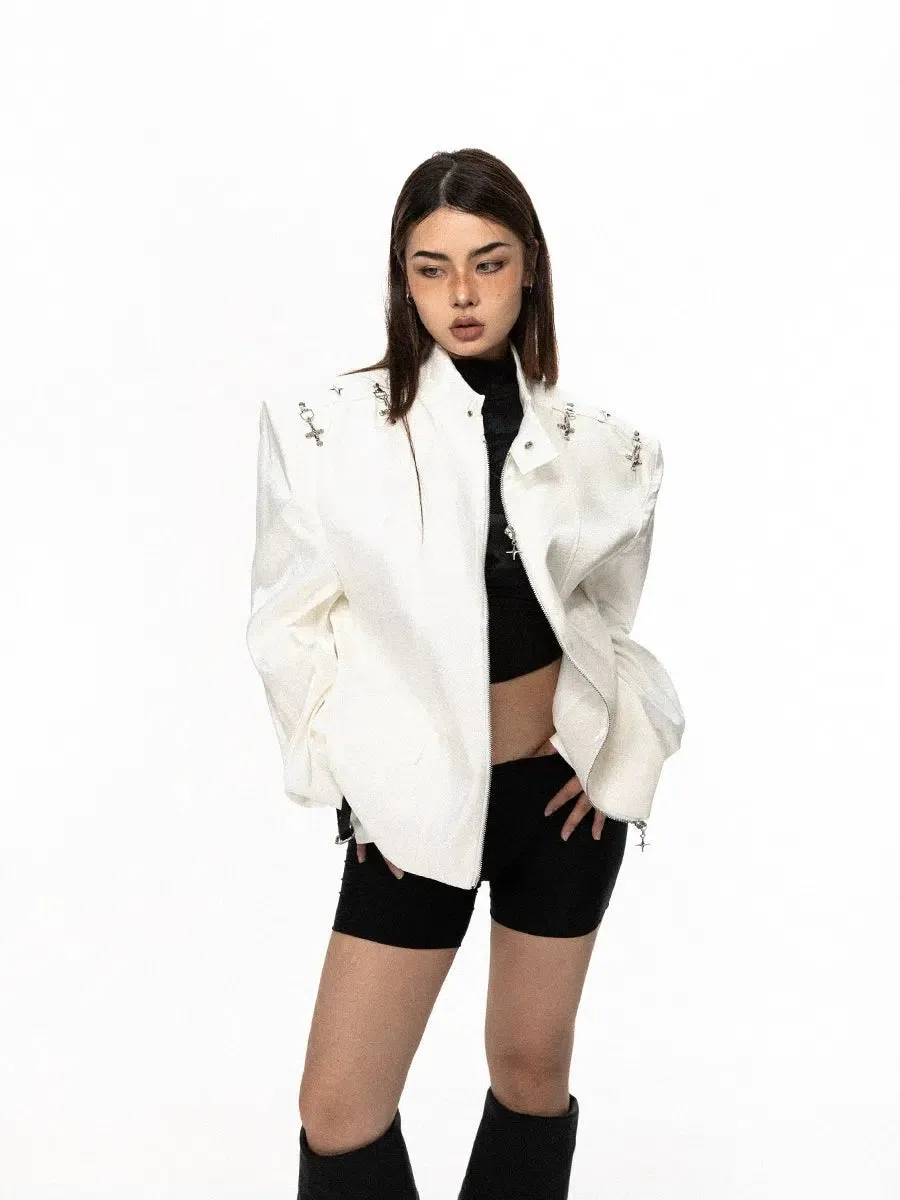 BB Metal Lock Buckle Wide Shoulder Jacket
