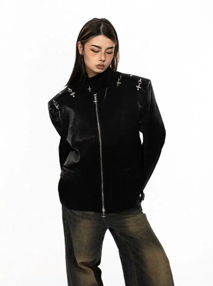 BB Metal Lock Buckle Wide Shoulder Jacket