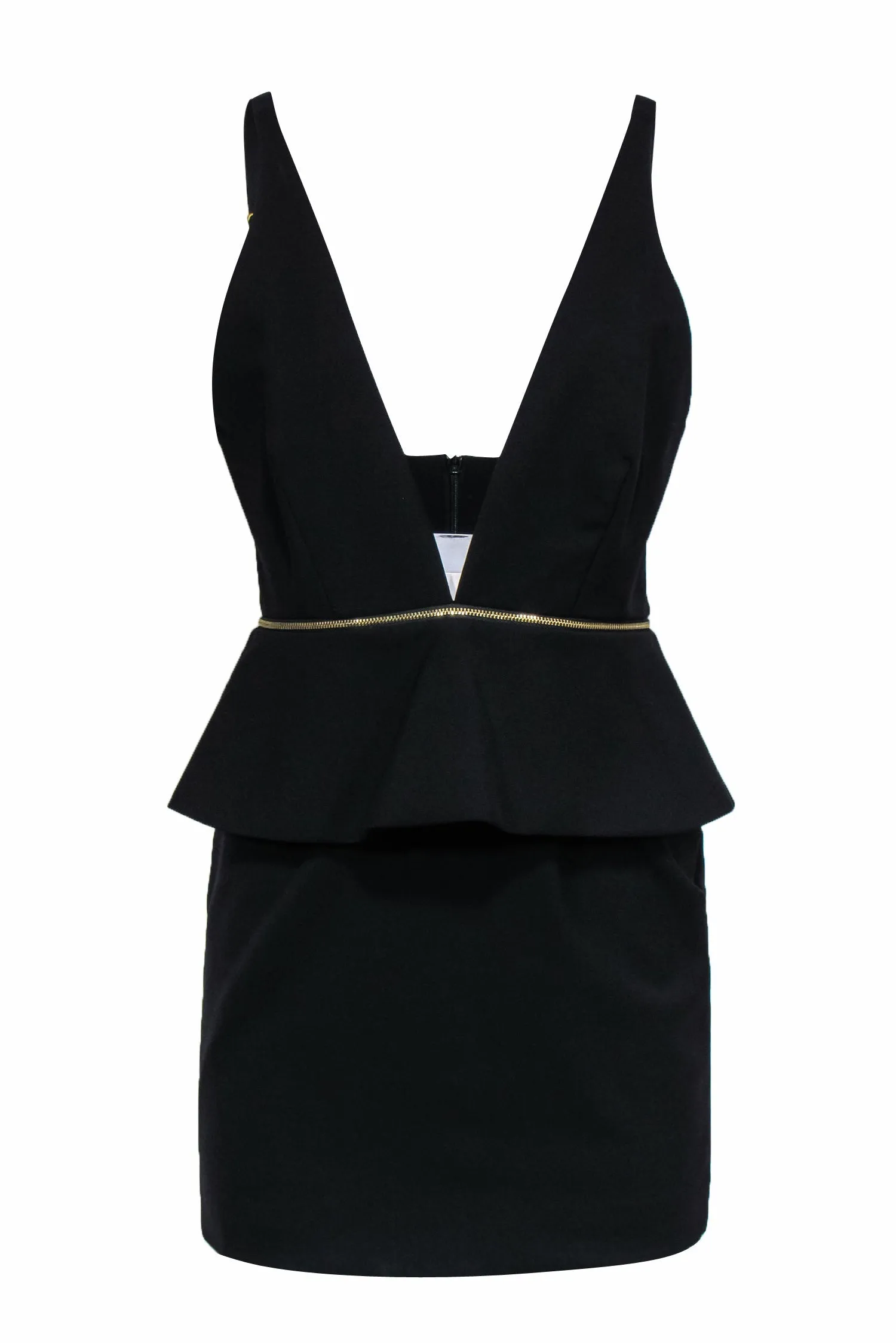 Bec & Bridge - Black Mini Dress w/ Deep V-Neck & Removable Peplum Sz 6