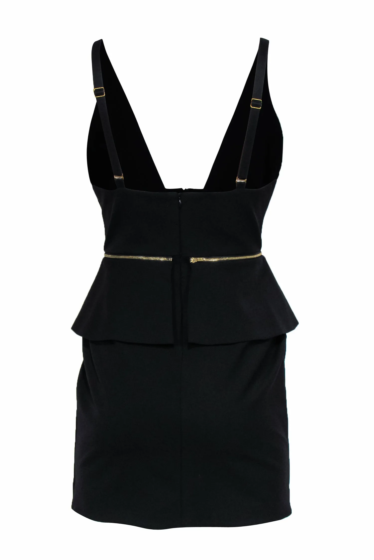 Bec & Bridge - Black Mini Dress w/ Deep V-Neck & Removable Peplum Sz 6