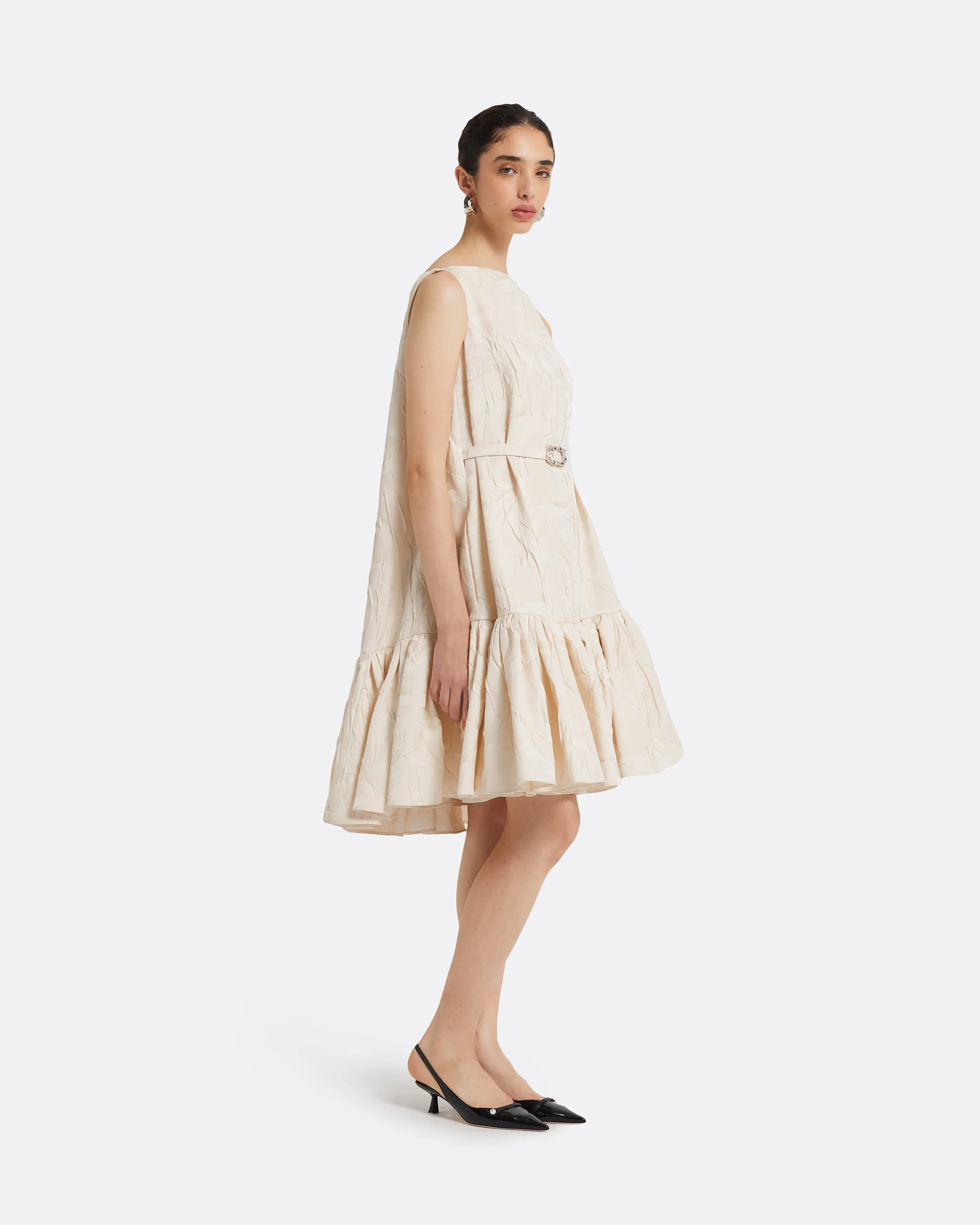 Becce Embroidered Ivory Short Dress