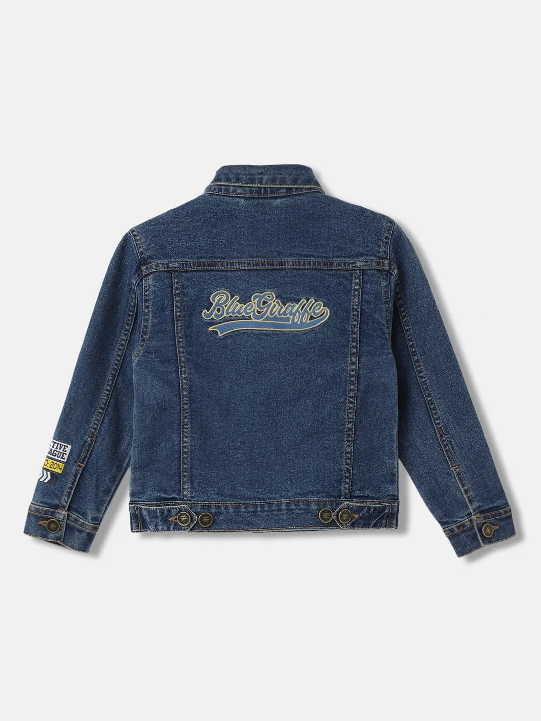 Blue Giraffe Boys Solid Full Sleeves Collar Jacket