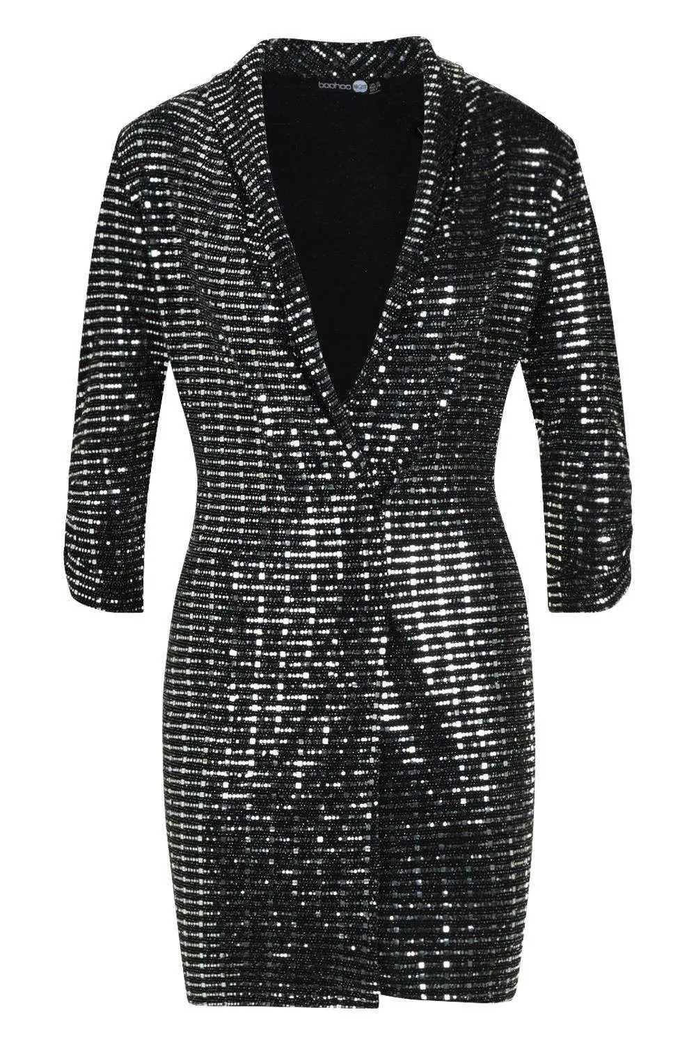 Boohoo mini metallic jacket dress, silver