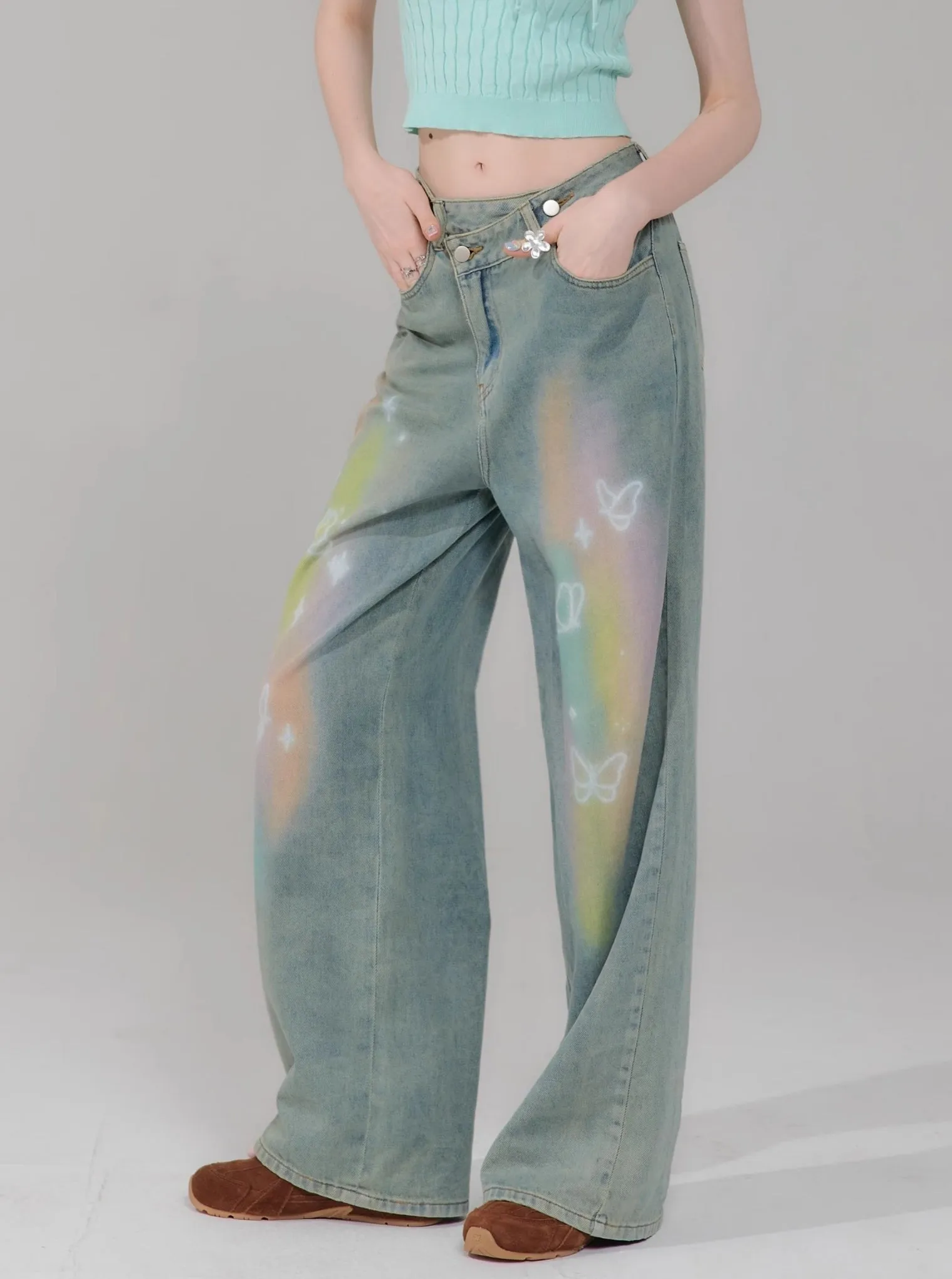 Butterfly High Waist Wide-Leg Pants