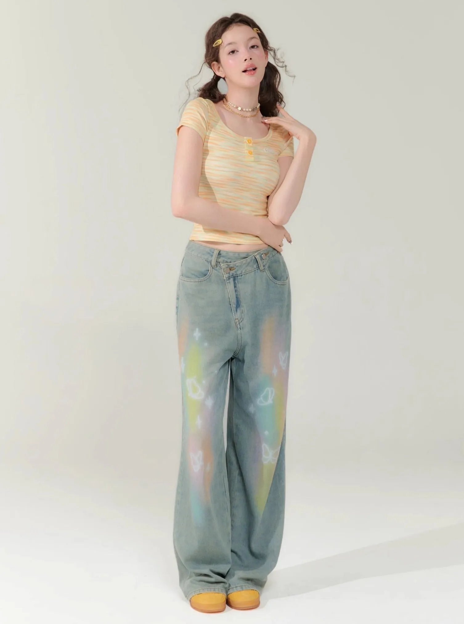 Butterfly High Waist Wide-Leg Pants