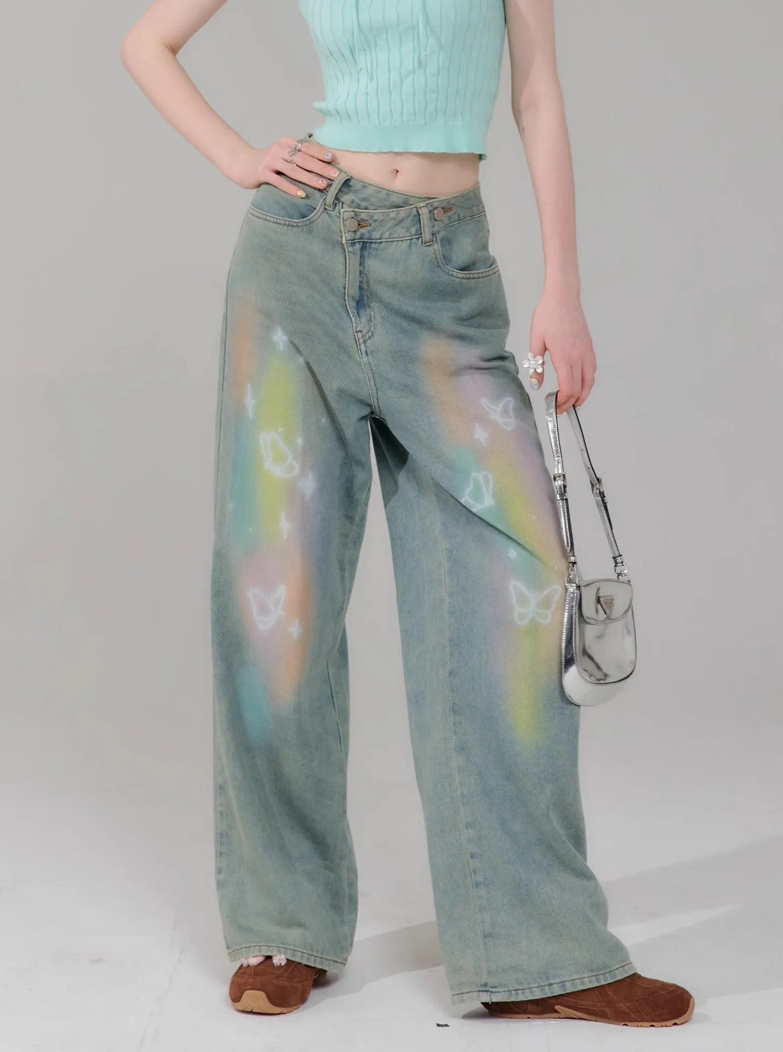 Butterfly High Waist Wide-Leg Pants