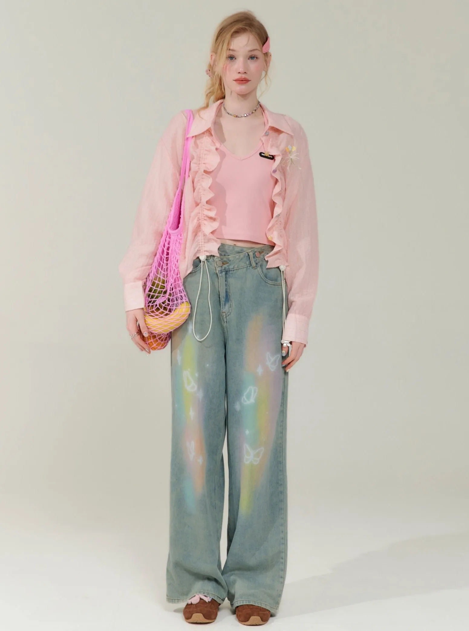 Butterfly High Waist Wide-Leg Pants