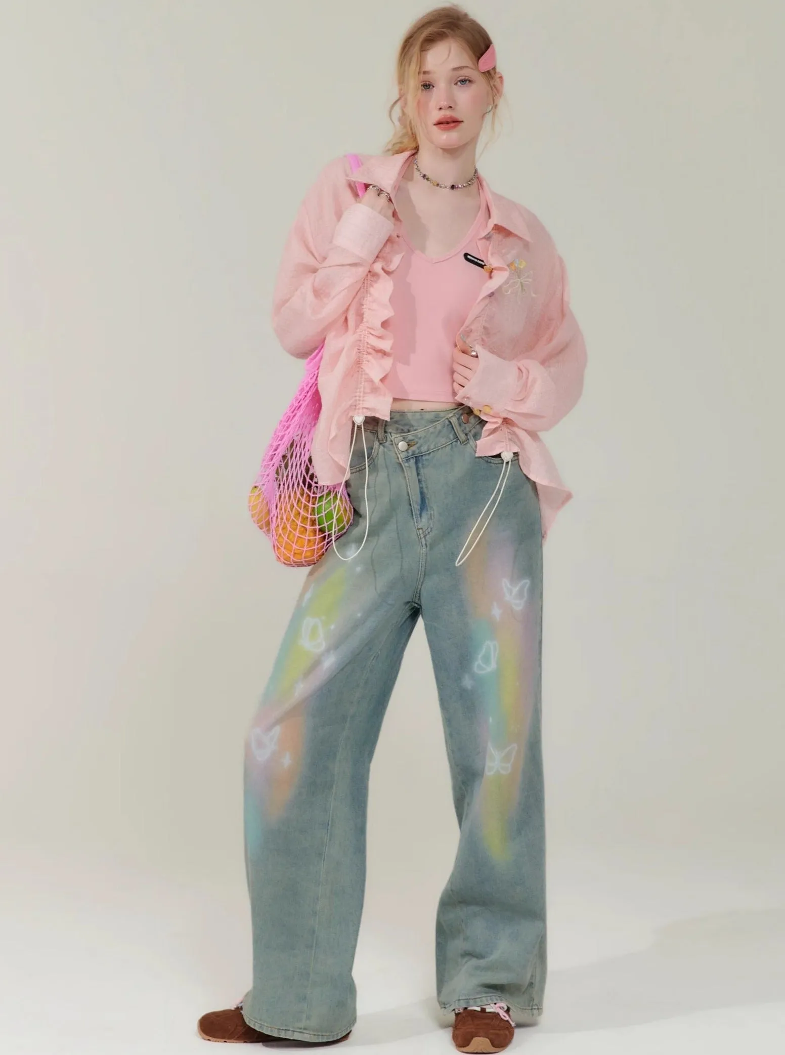 Butterfly High Waist Wide-Leg Pants