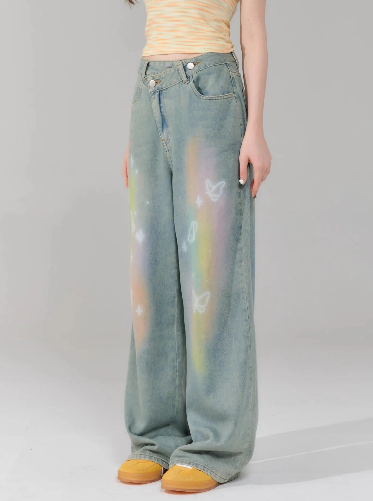 Butterfly High Waist Wide-Leg Pants