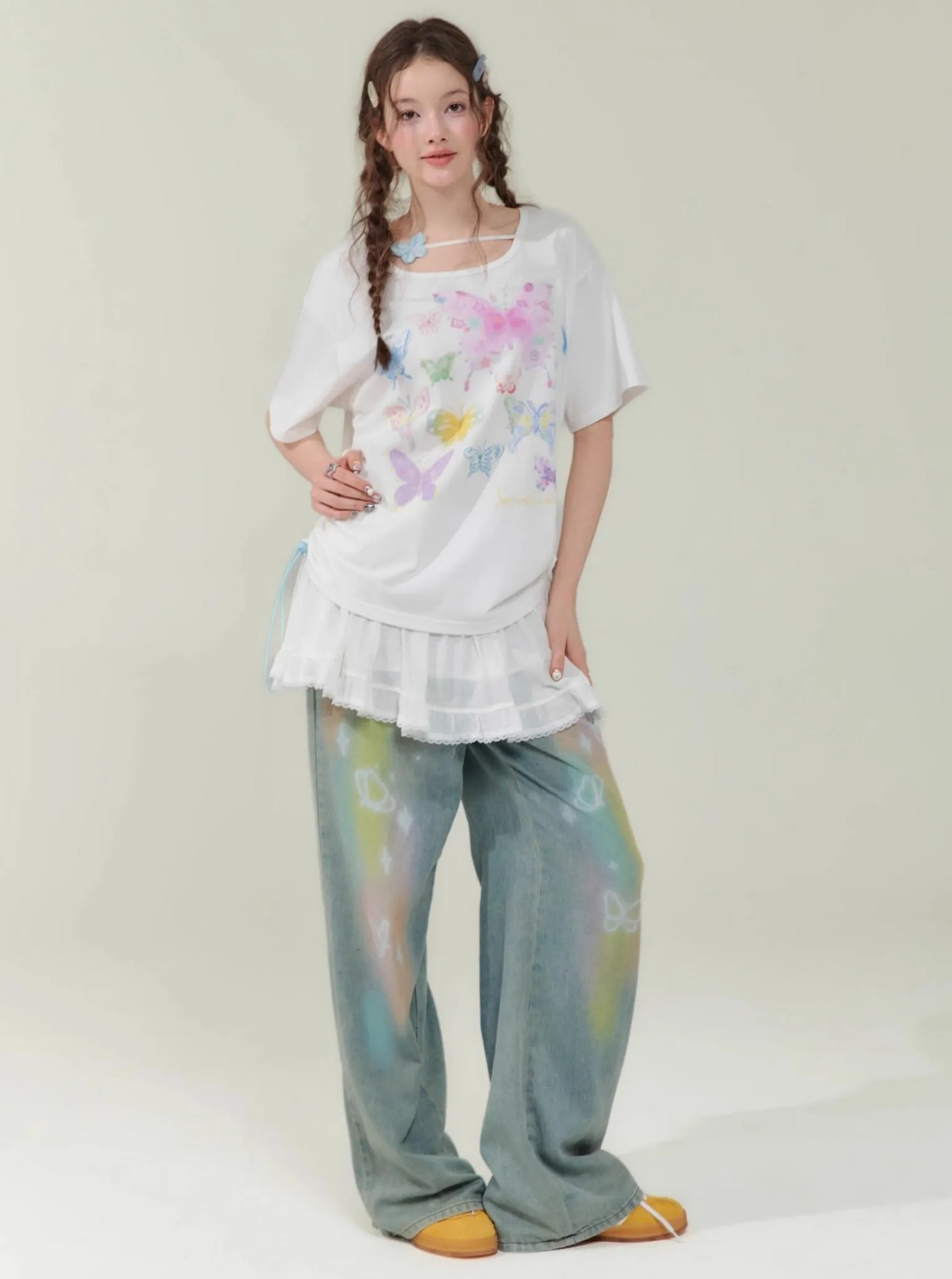 Butterfly High Waist Wide-Leg Pants