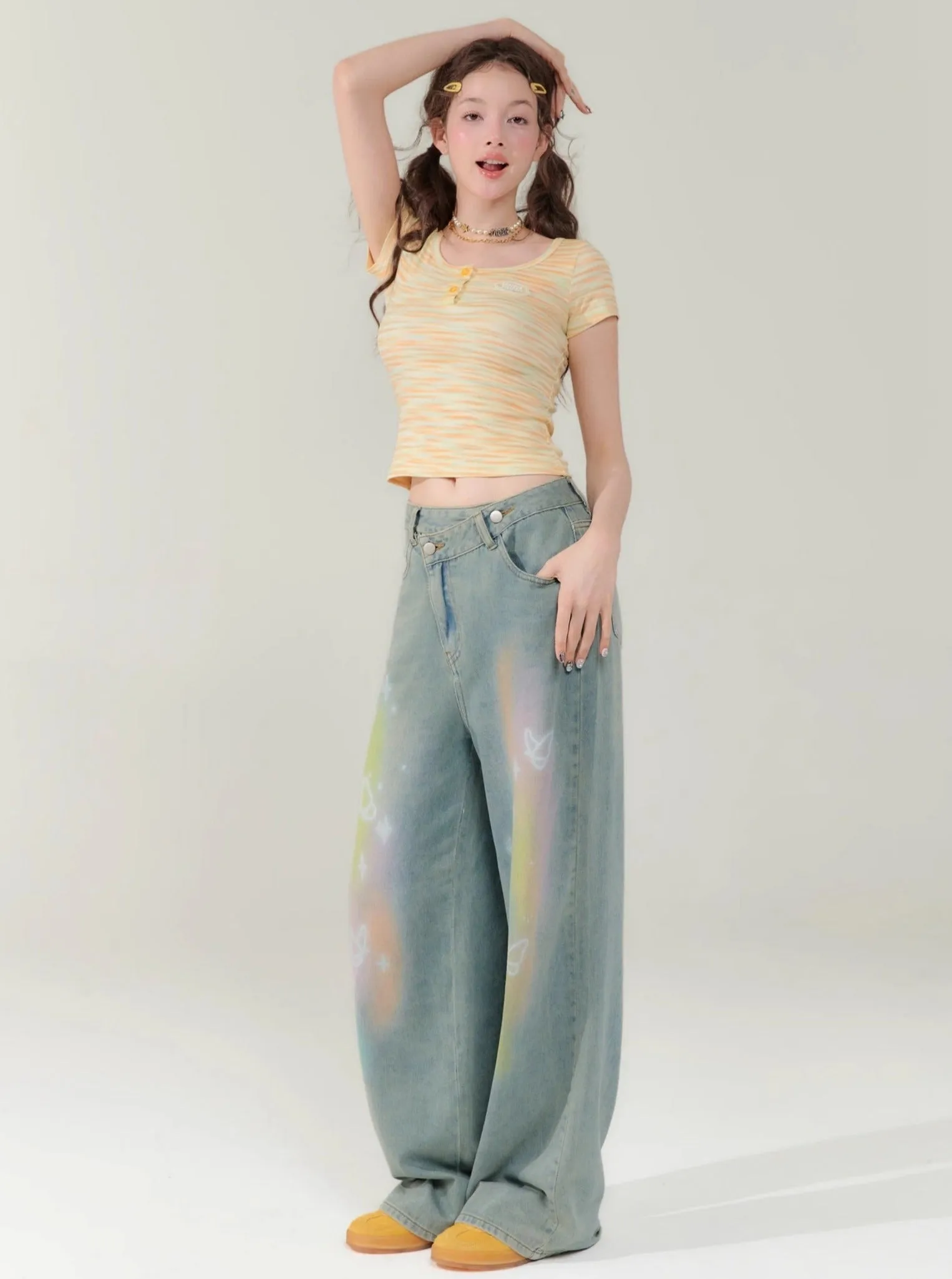 Butterfly High Waist Wide-Leg Pants