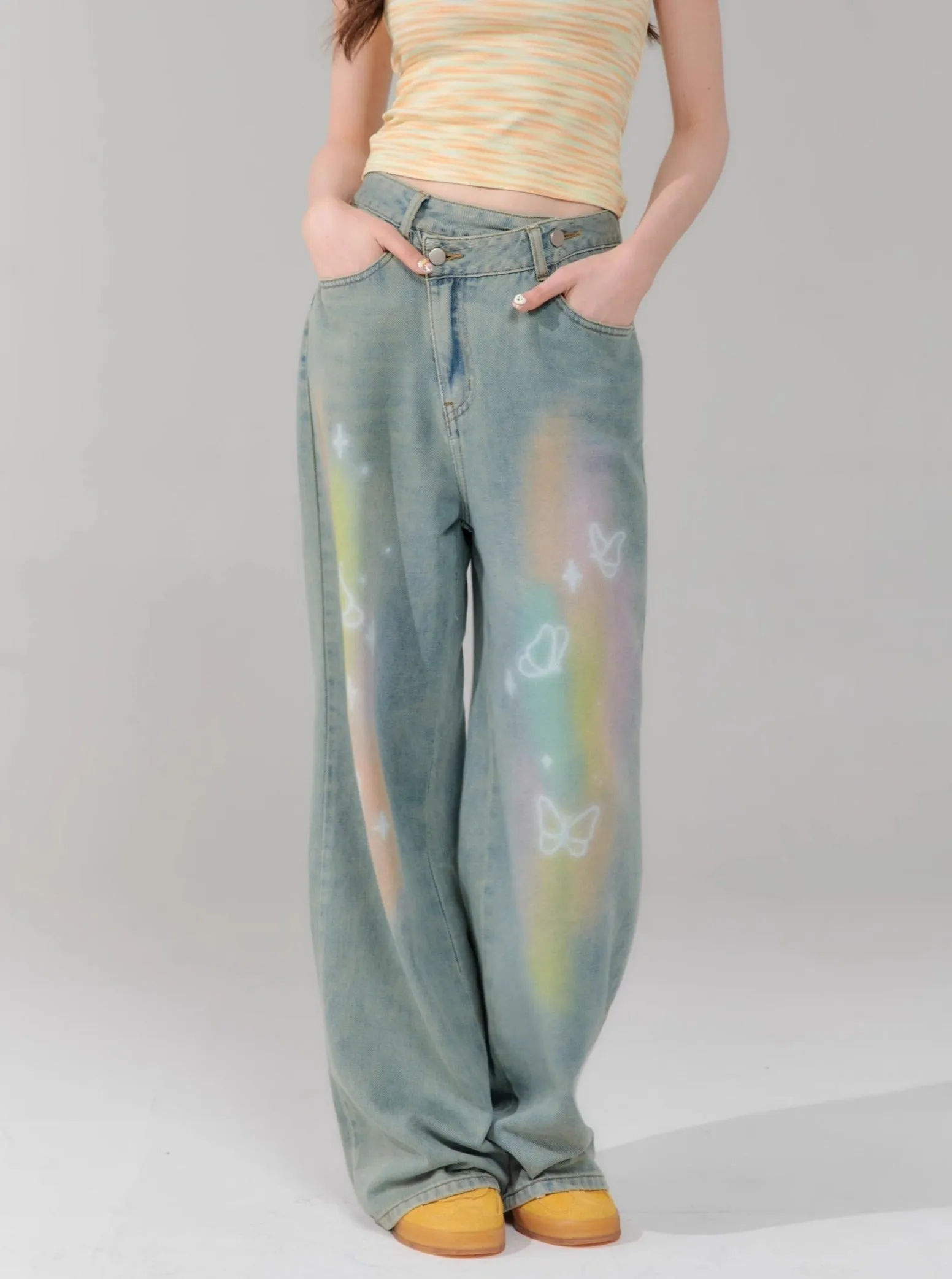Butterfly High Waist Wide-Leg Pants