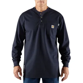 Carhartt Men's Dark Navy Flame-Resistant Carhartt Force Cotton L/S Henley