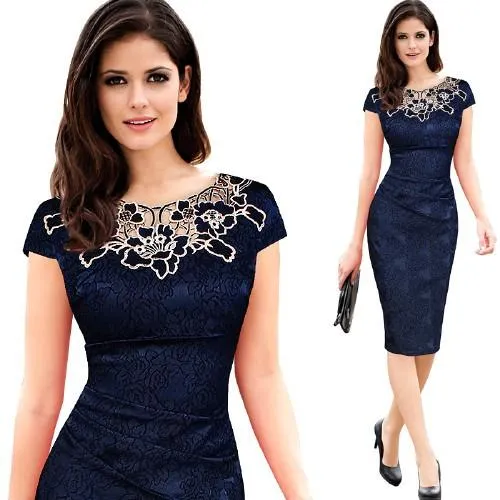 Dobby Fabric Hollow Out Embroidered Ruched Pencil Bodycon Evening  Party Dress