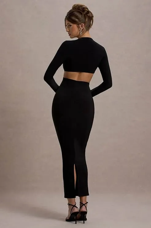 Eclipse Black Lycra Maxi Dress
