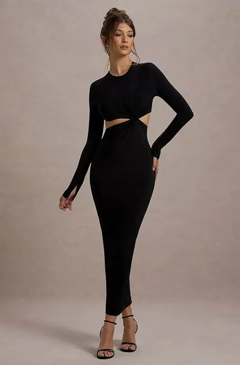 Eclipse Black Lycra Maxi Dress