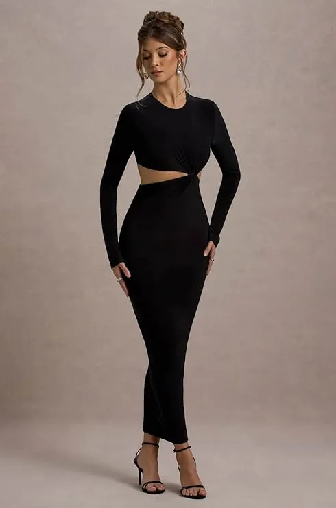 Eclipse Black Lycra Maxi Dress