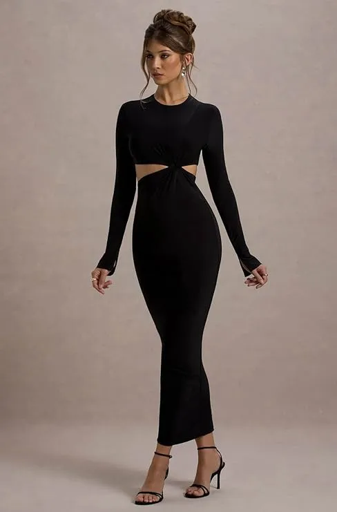 Eclipse Black Lycra Maxi Dress