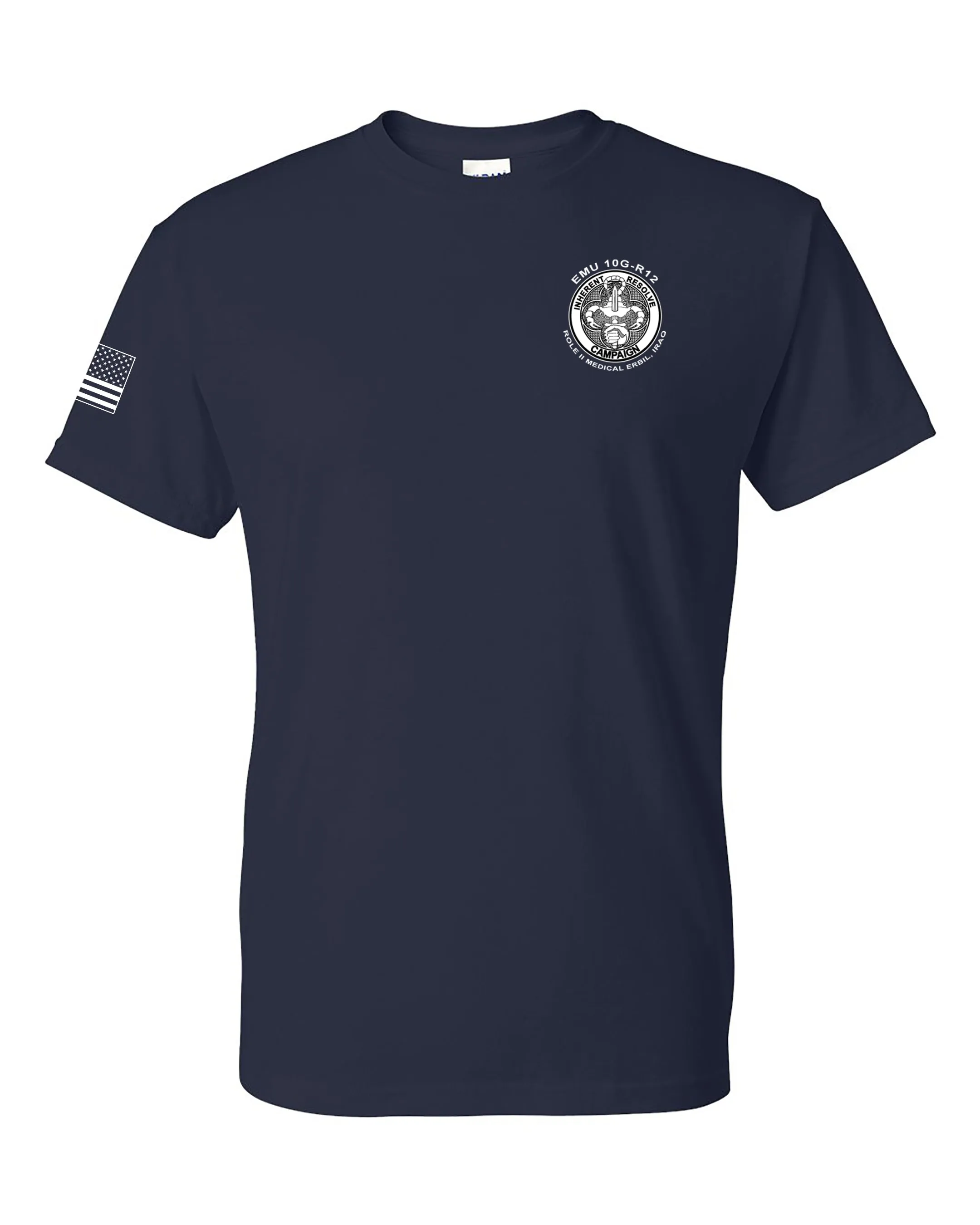 EMU 10G R12 50-50 Blend Navy Unisex PT Short Sleeve Shirt. Approved for PT