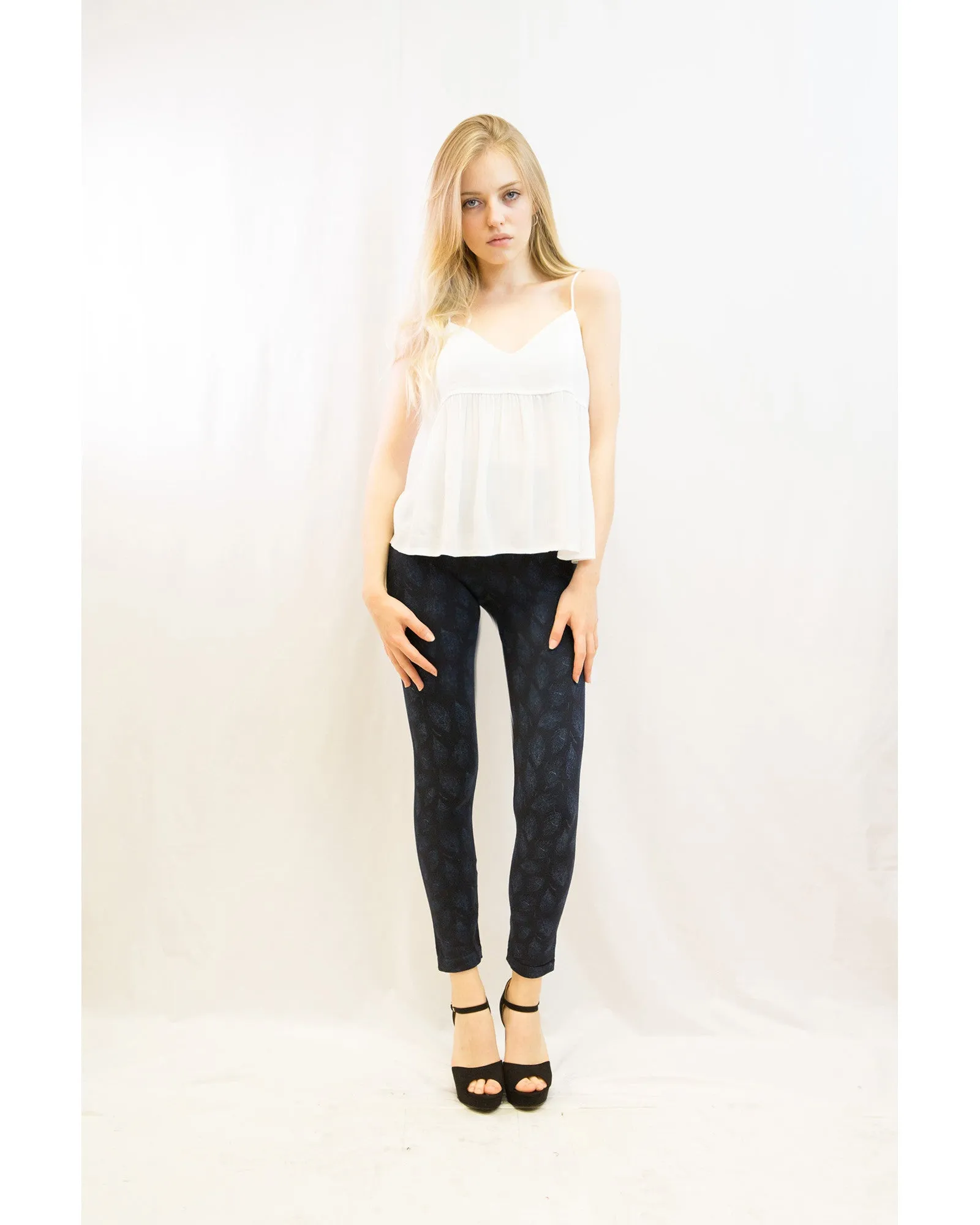 Feather Print fleece leggings