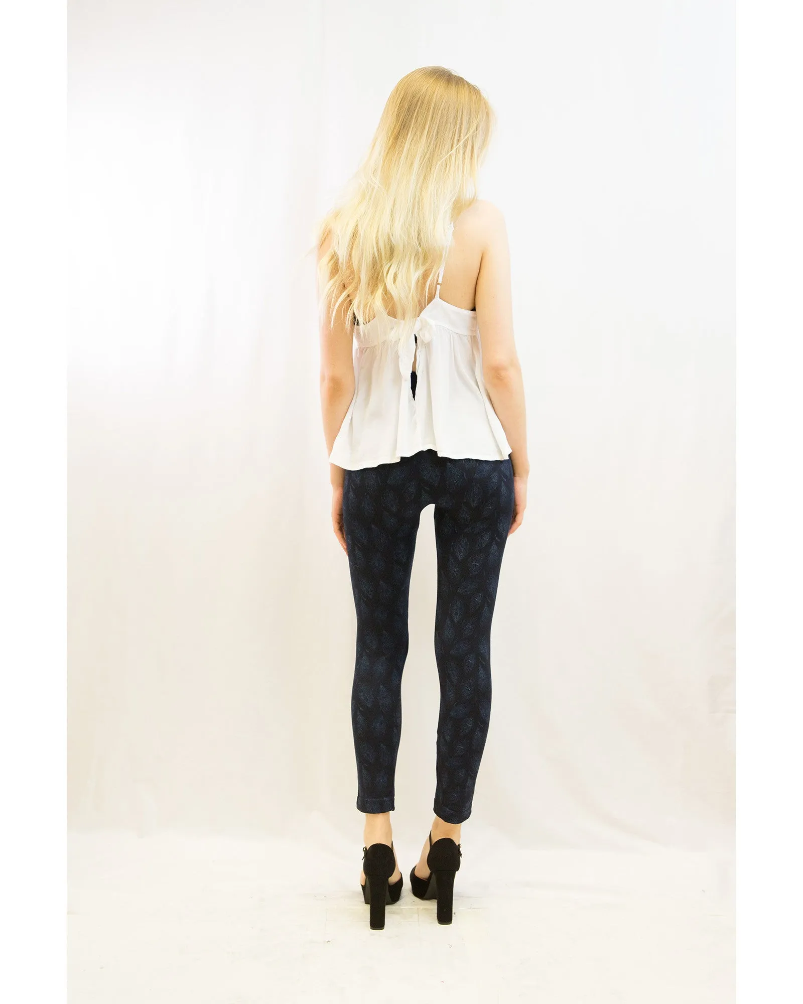 Feather Print fleece leggings