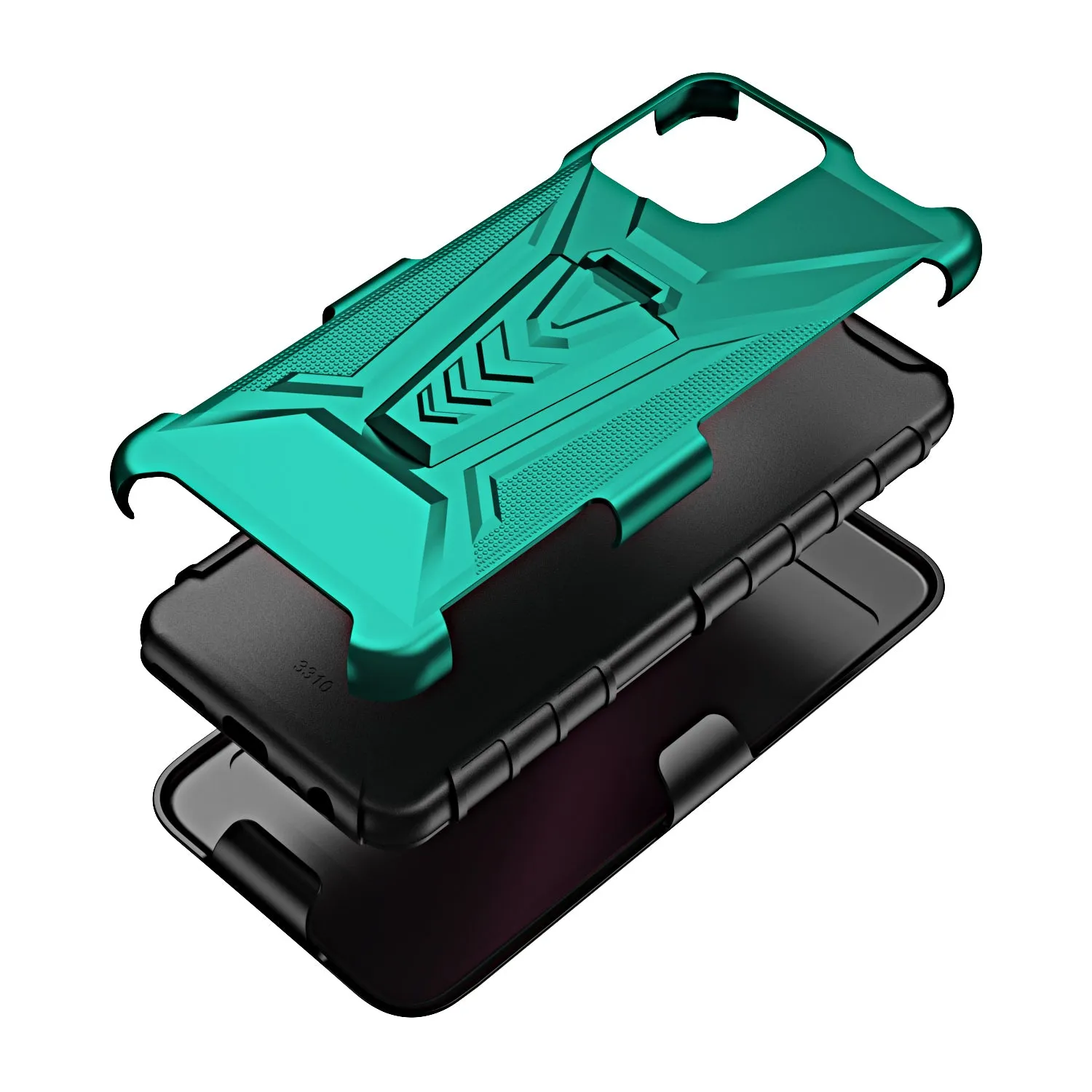 For T-Mobile REVVL 6 5G Case with Tempered Glass Screen Protector Heavy Duty Protective Phone Case,Built-in Kickstand Rugged Shockproof Protective Phone Case - Teal