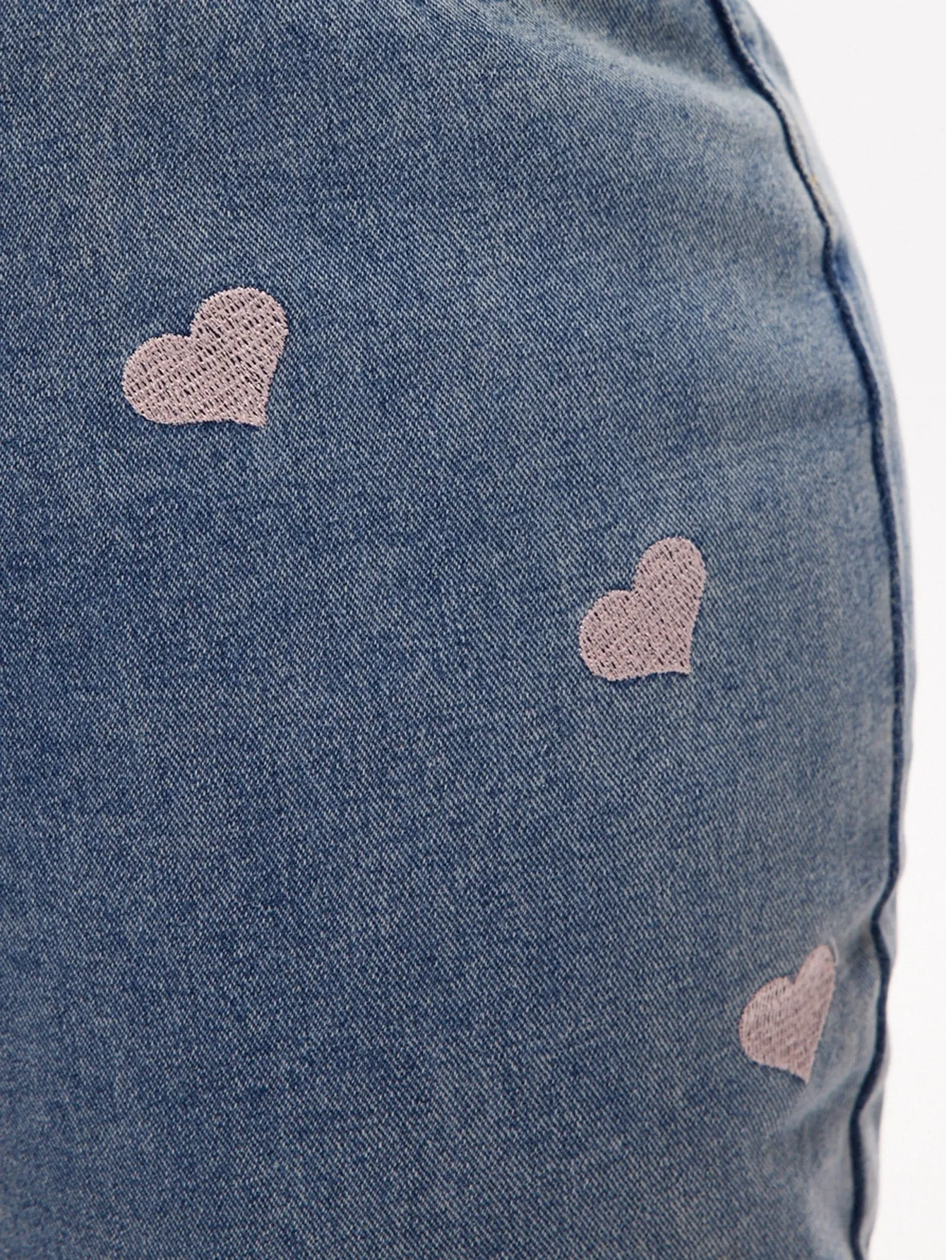 Heart Zipper High Waist Long Plus Size Jeans