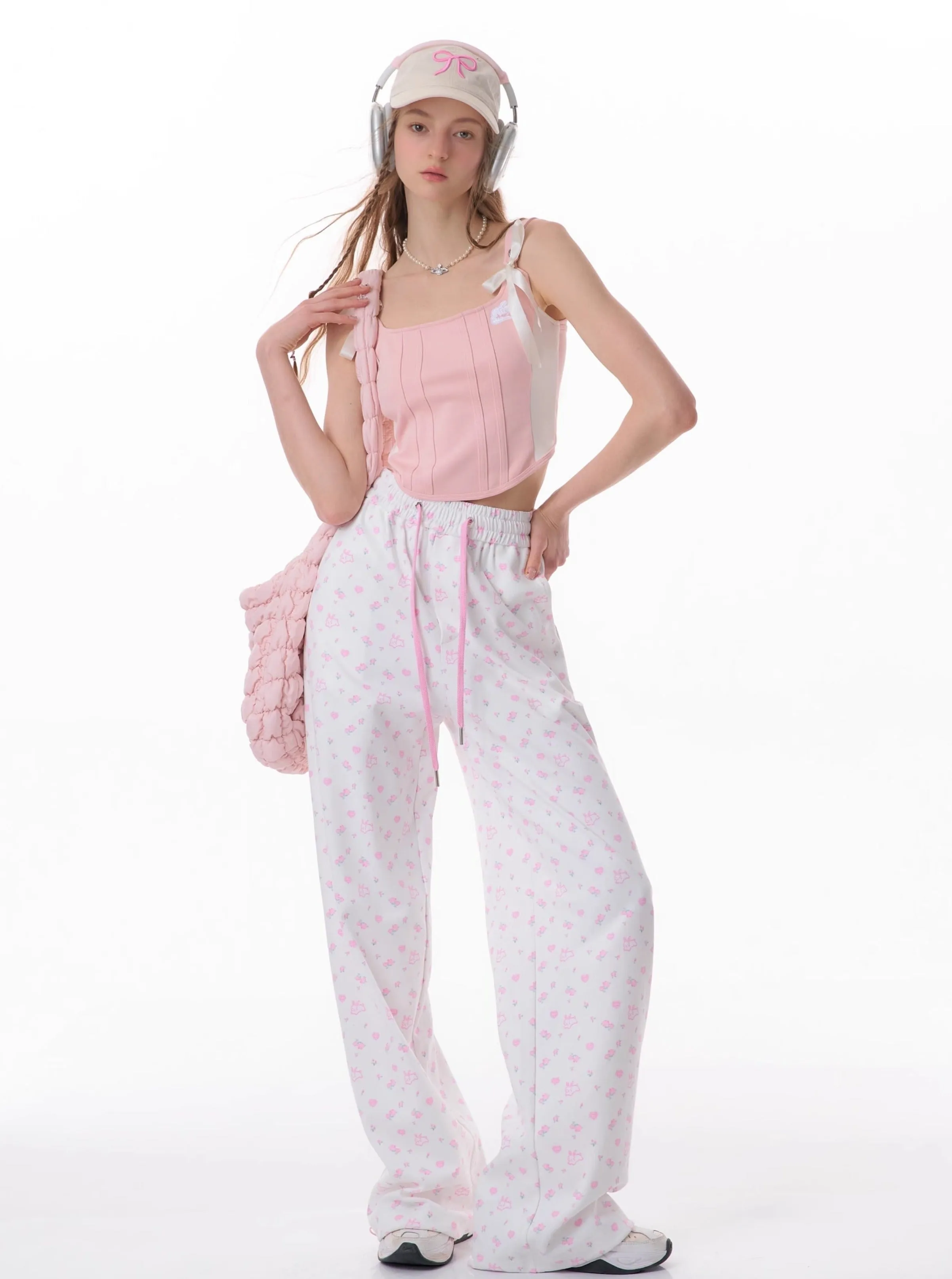High-Waist Floral Rabbit Pants