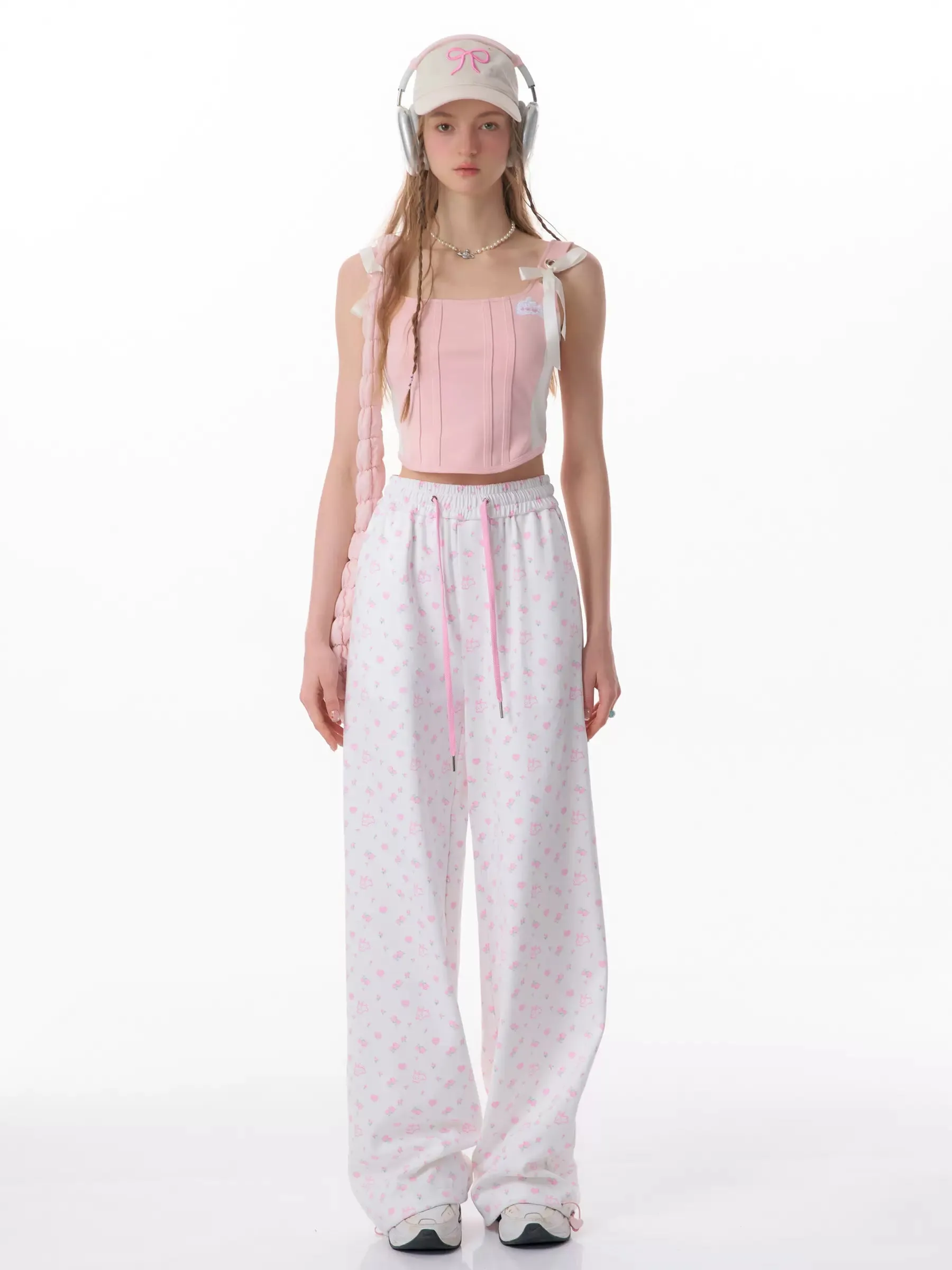 High-Waist Floral Rabbit Pants