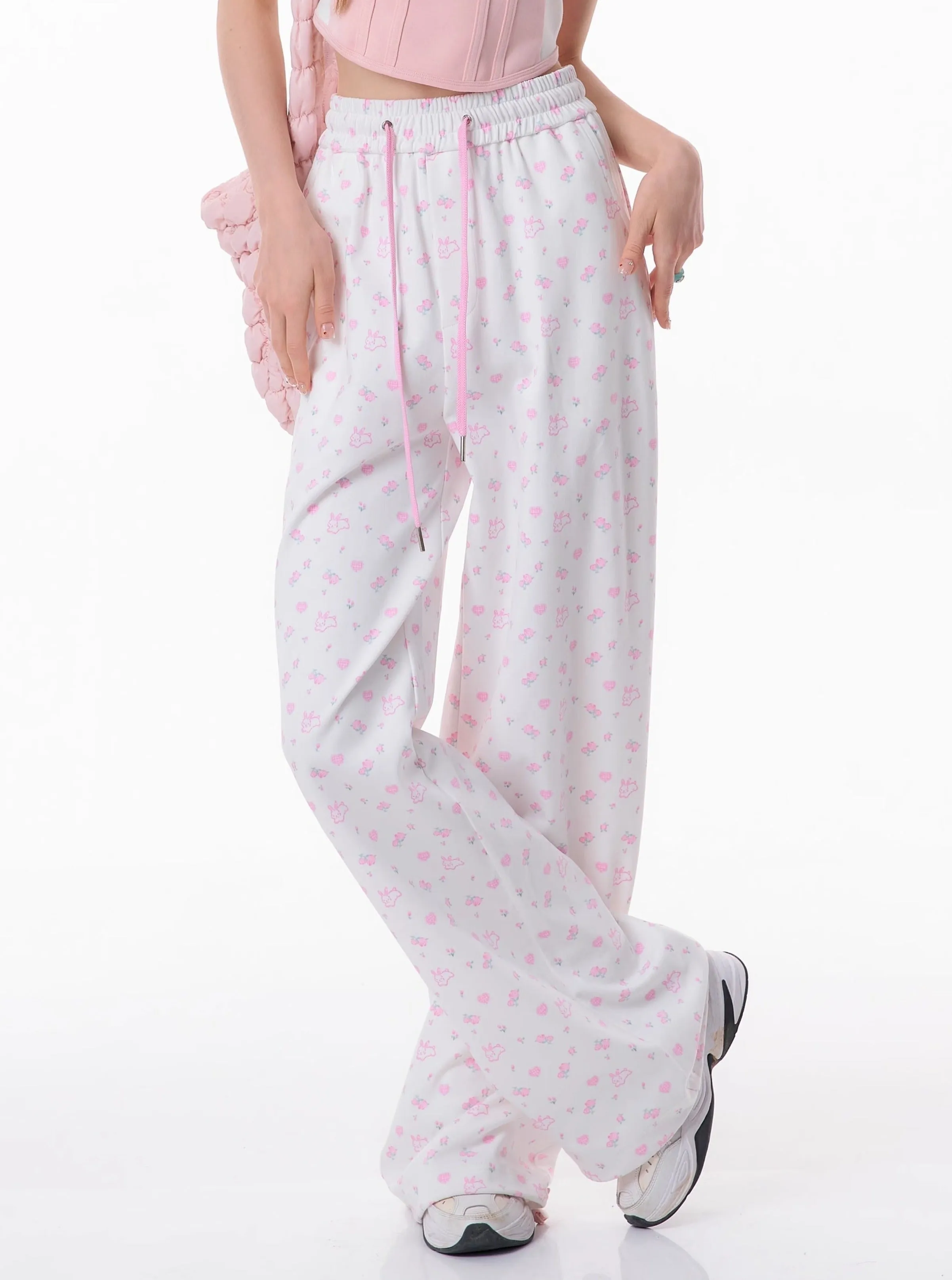 High-Waist Floral Rabbit Pants
