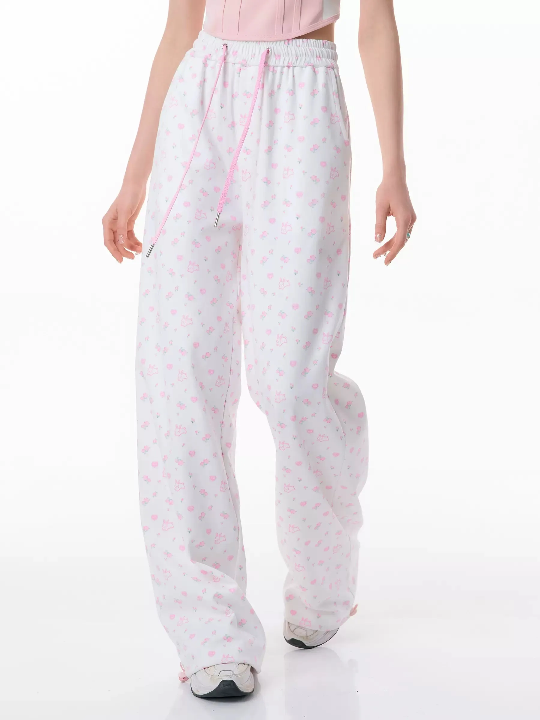 High-Waist Floral Rabbit Pants