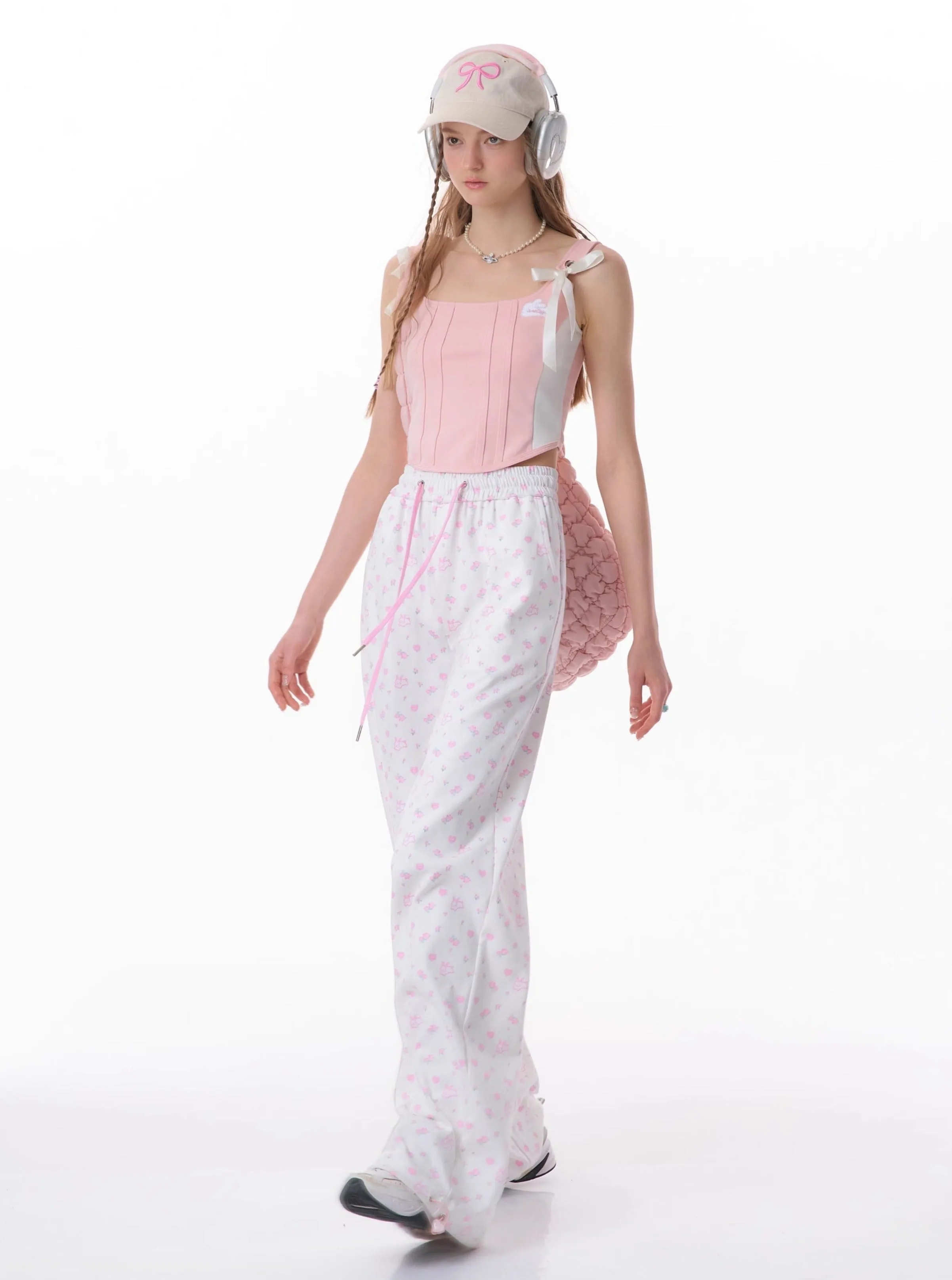 High-Waist Floral Rabbit Pants
