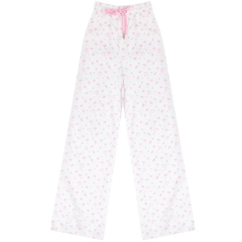 High-Waist Floral Rabbit Pants