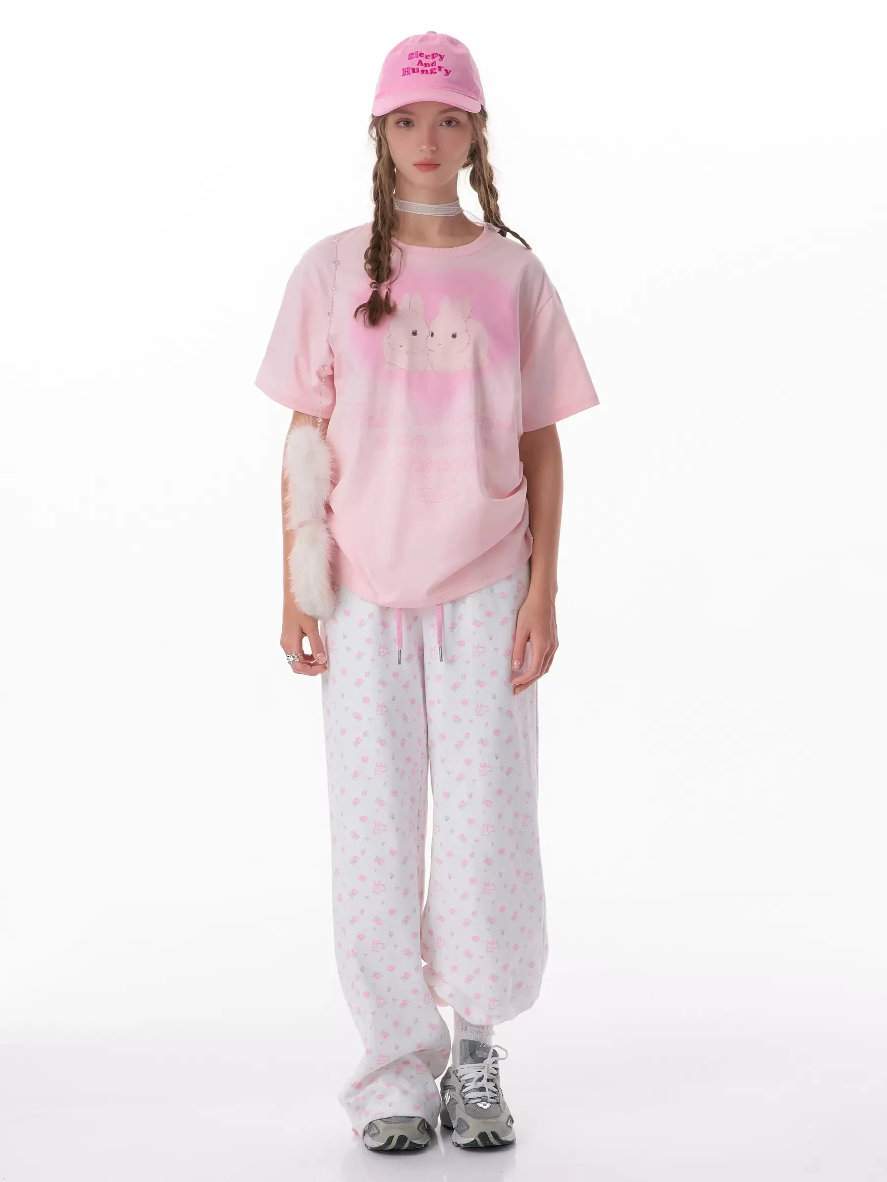 High-Waist Floral Rabbit Pants