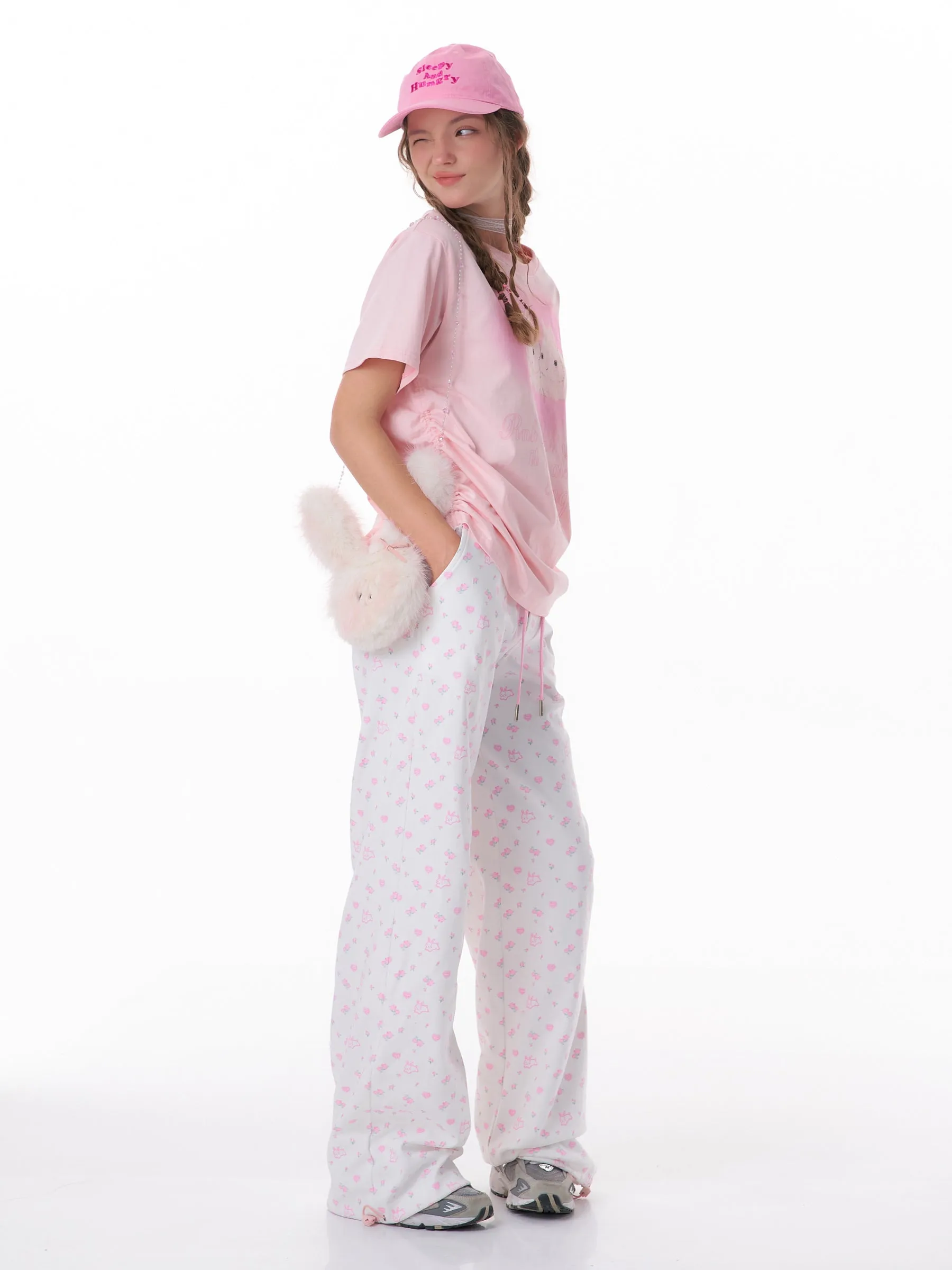 High-Waist Floral Rabbit Pants