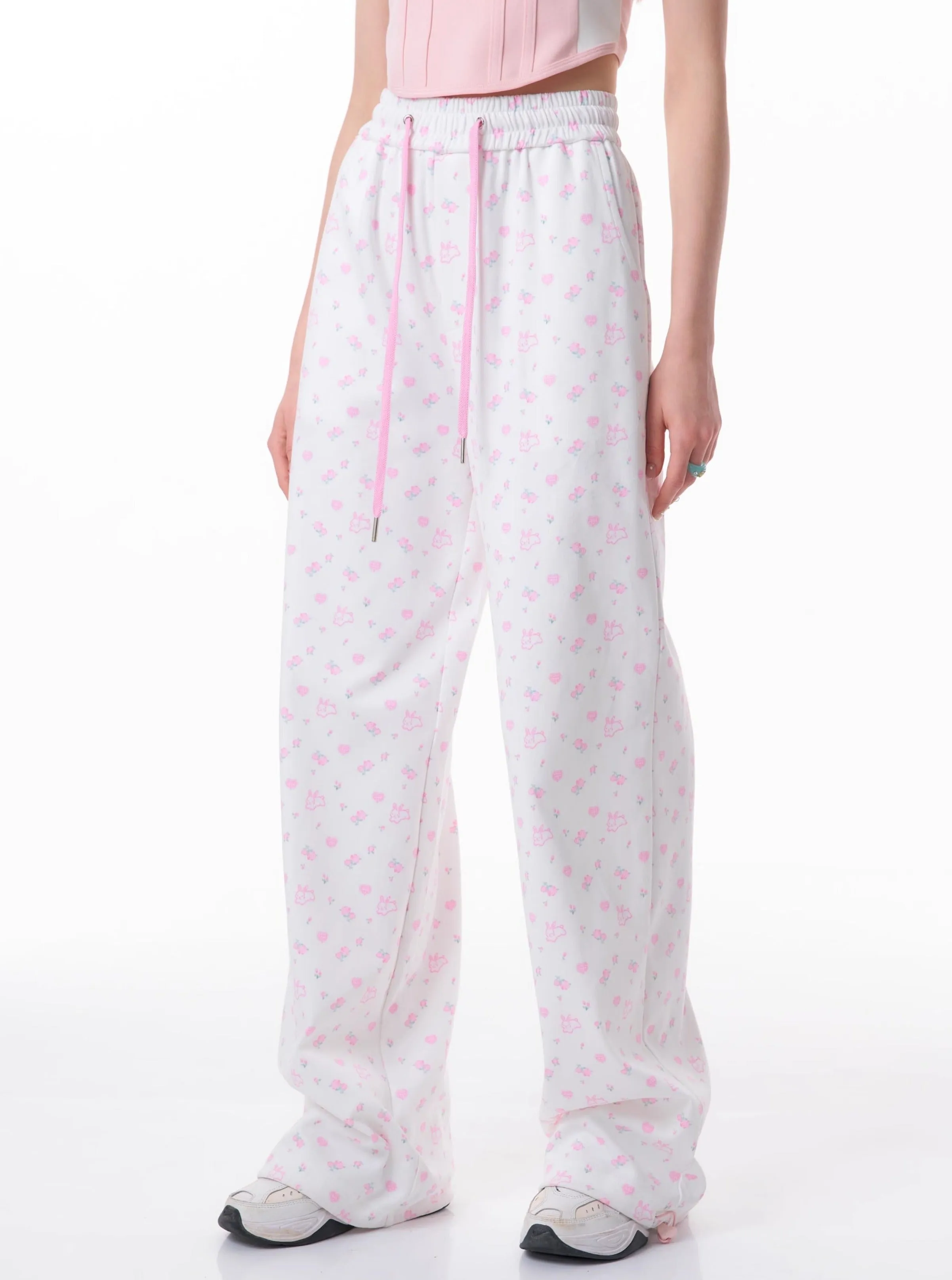 High-Waist Floral Rabbit Pants