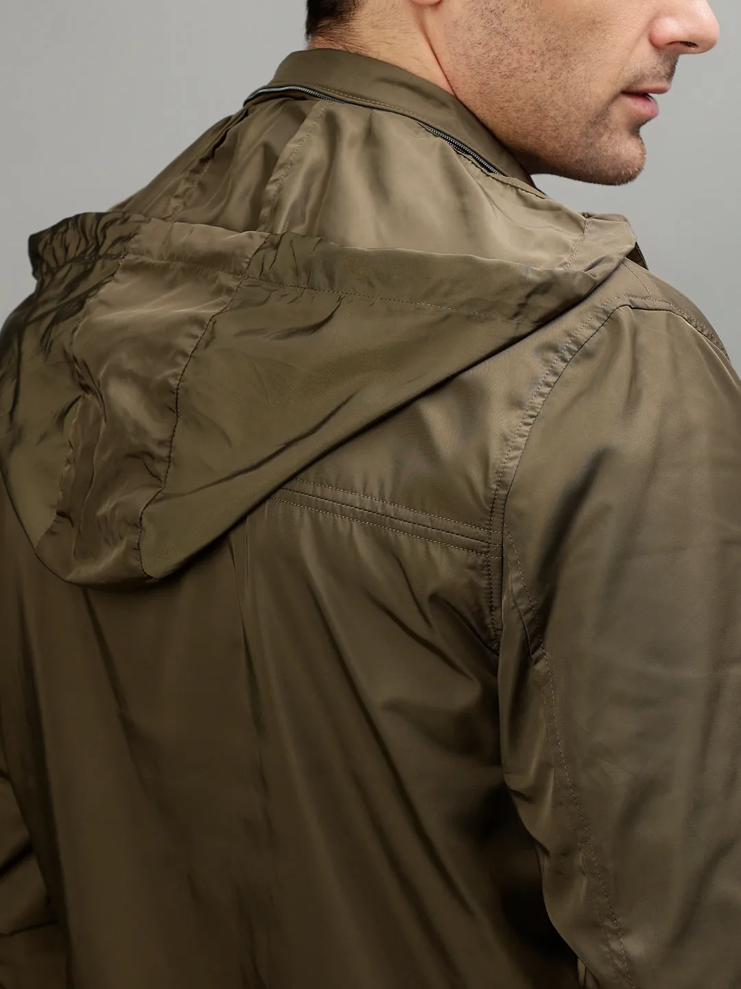 Iconic Men Multicolor Solid Stand Collar Full Sleeves Jacket