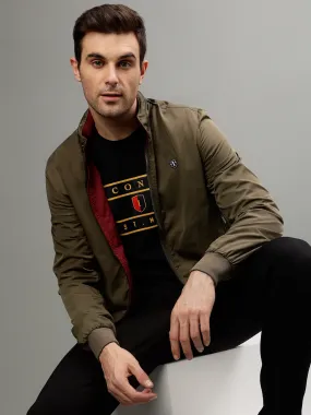 Iconic Men Multicolor Solid Stand Collar Full Sleeves Jacket