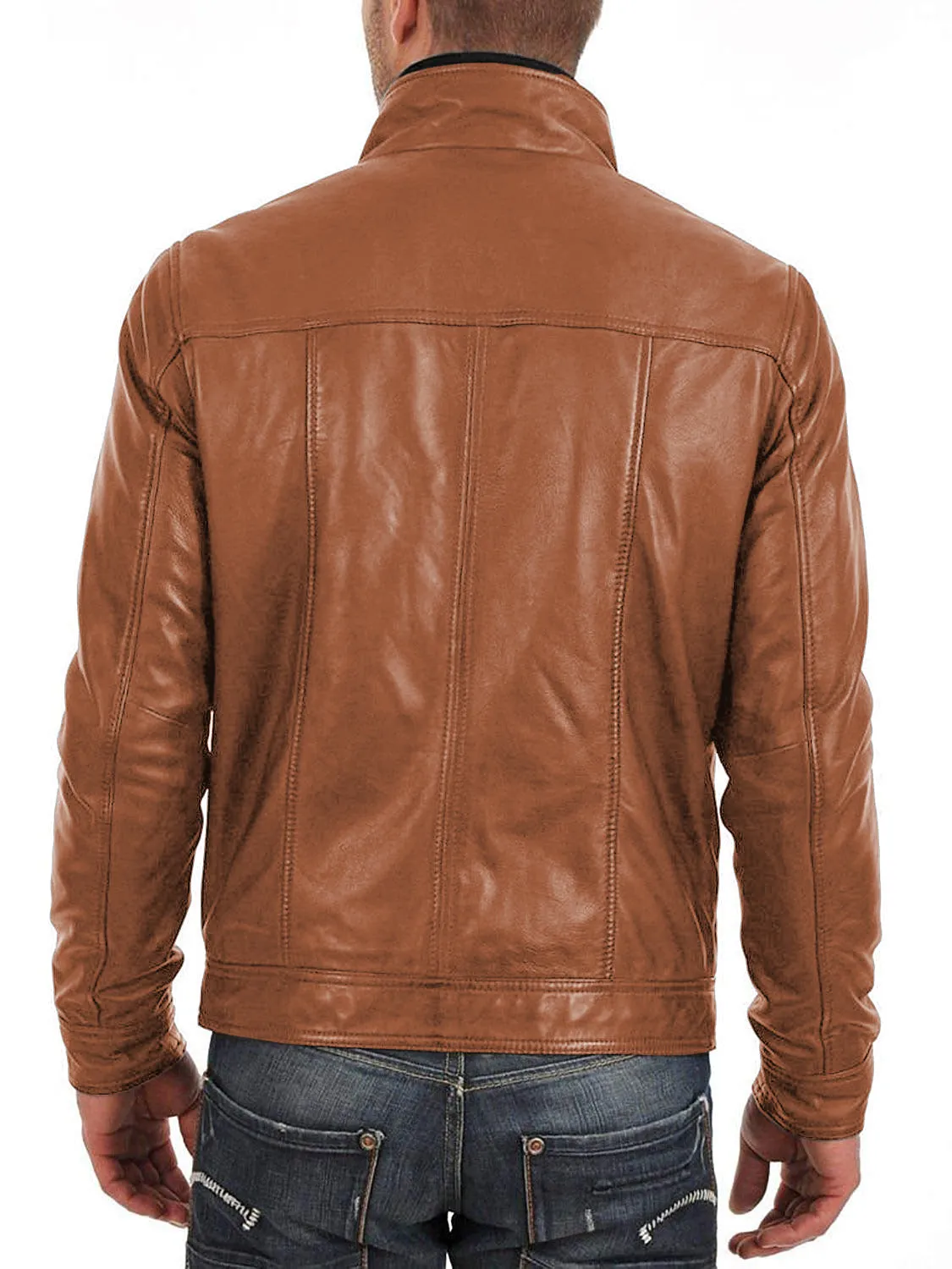 Leather Jackets Hub Mens Genuine Lambskin Leather Jacket (Black, Fencing Jacket) - 1501063