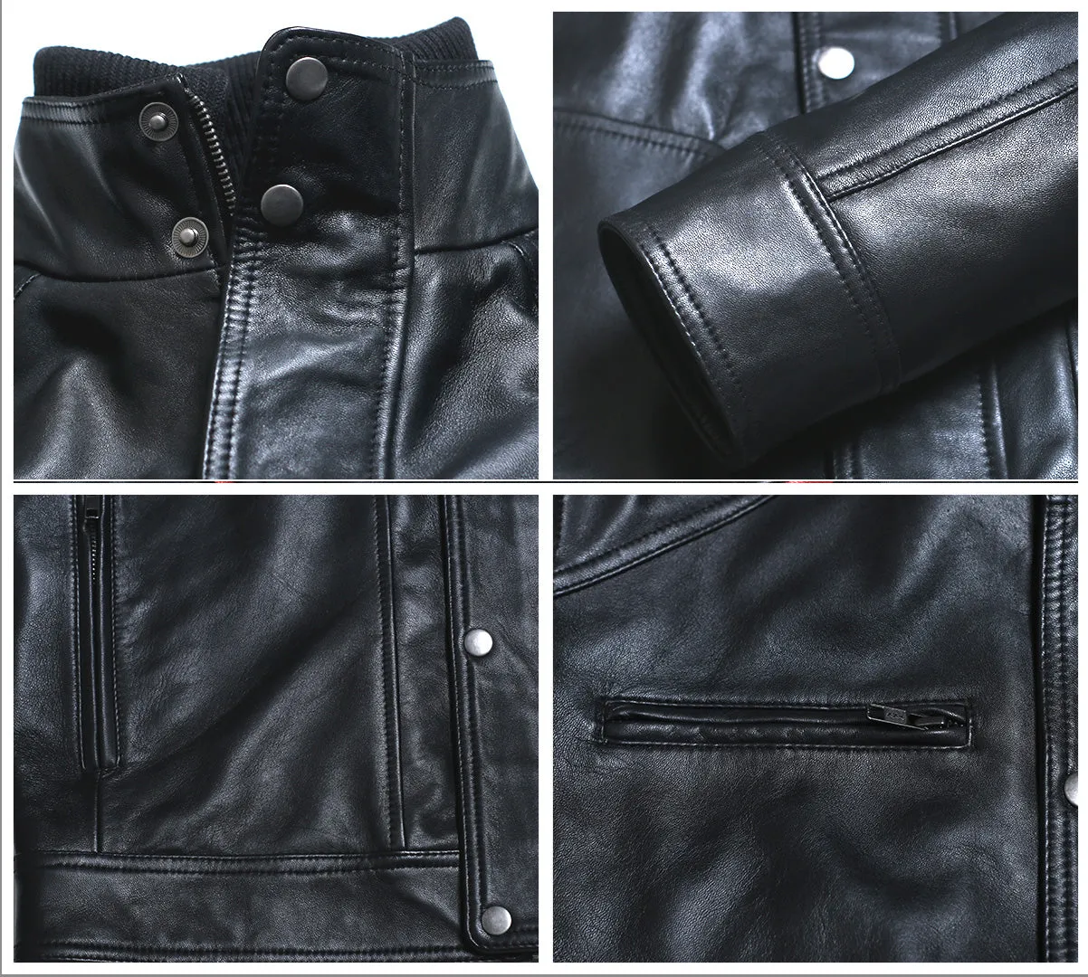 Leather Jackets Hub Mens Genuine Lambskin Leather Jacket (Black, Fencing Jacket) - 1501063