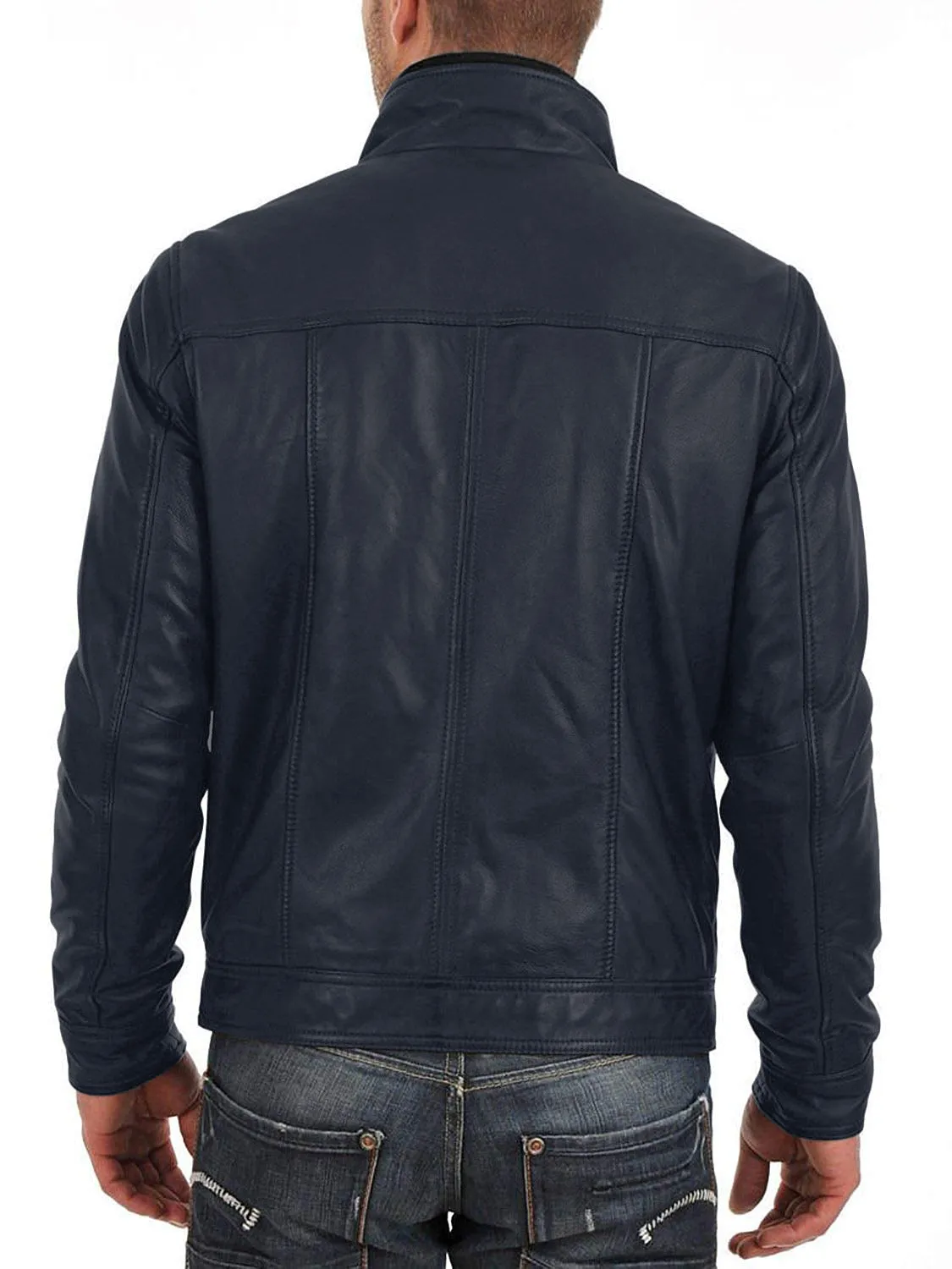 Leather Jackets Hub Mens Genuine Lambskin Leather Jacket (Black, Fencing Jacket) - 1501063