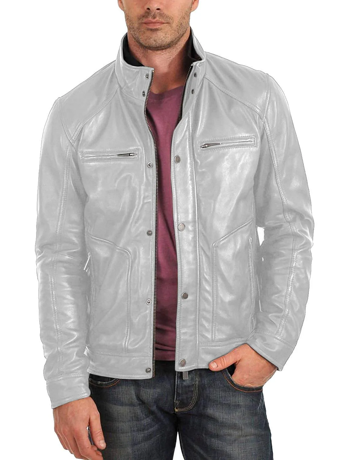 Leather Jackets Hub Mens Genuine Lambskin Leather Jacket (Black, Fencing Jacket) - 1501063