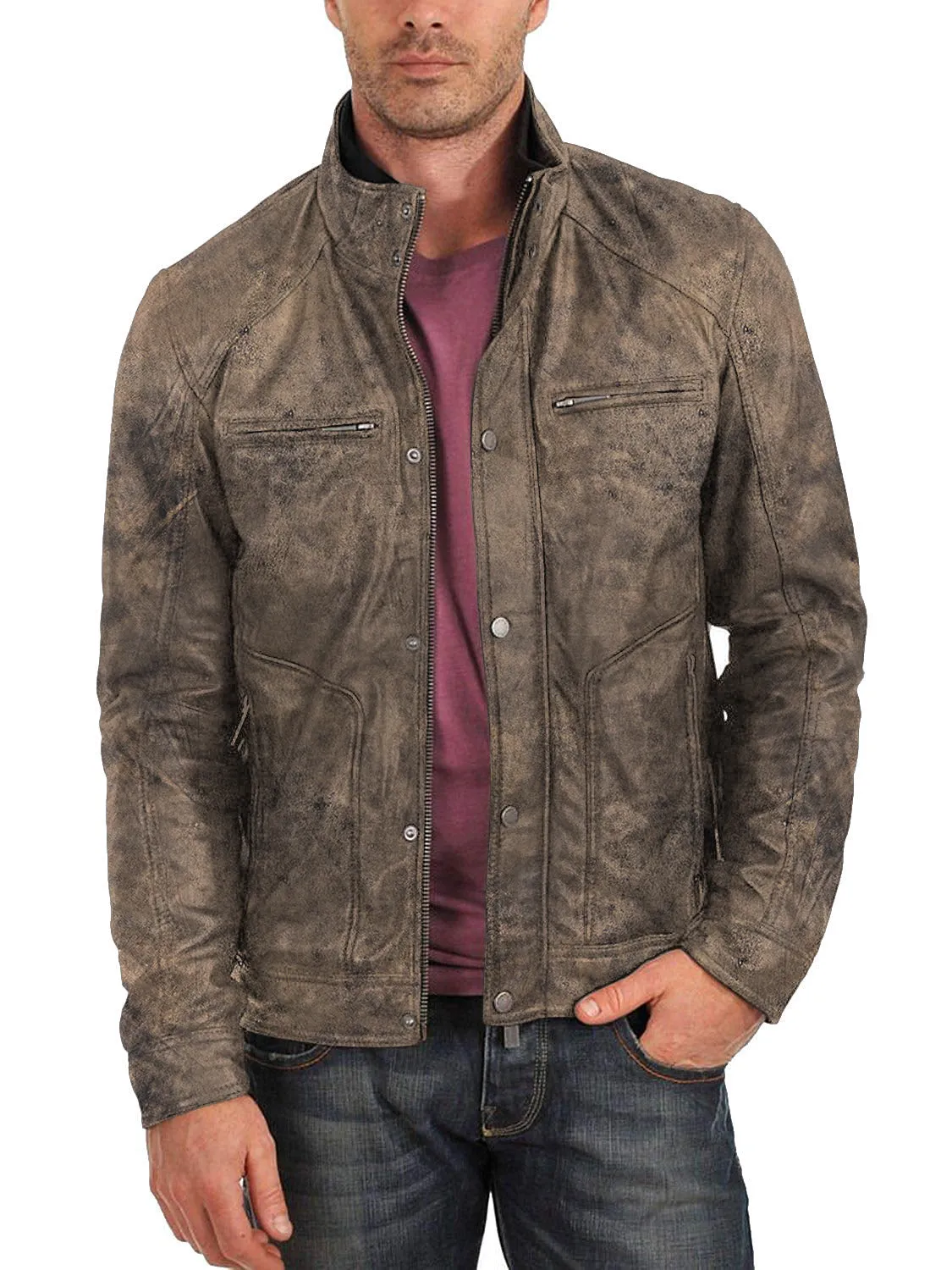 Leather Jackets Hub Mens Genuine Lambskin Leather Jacket (Black, Fencing Jacket) - 1501063