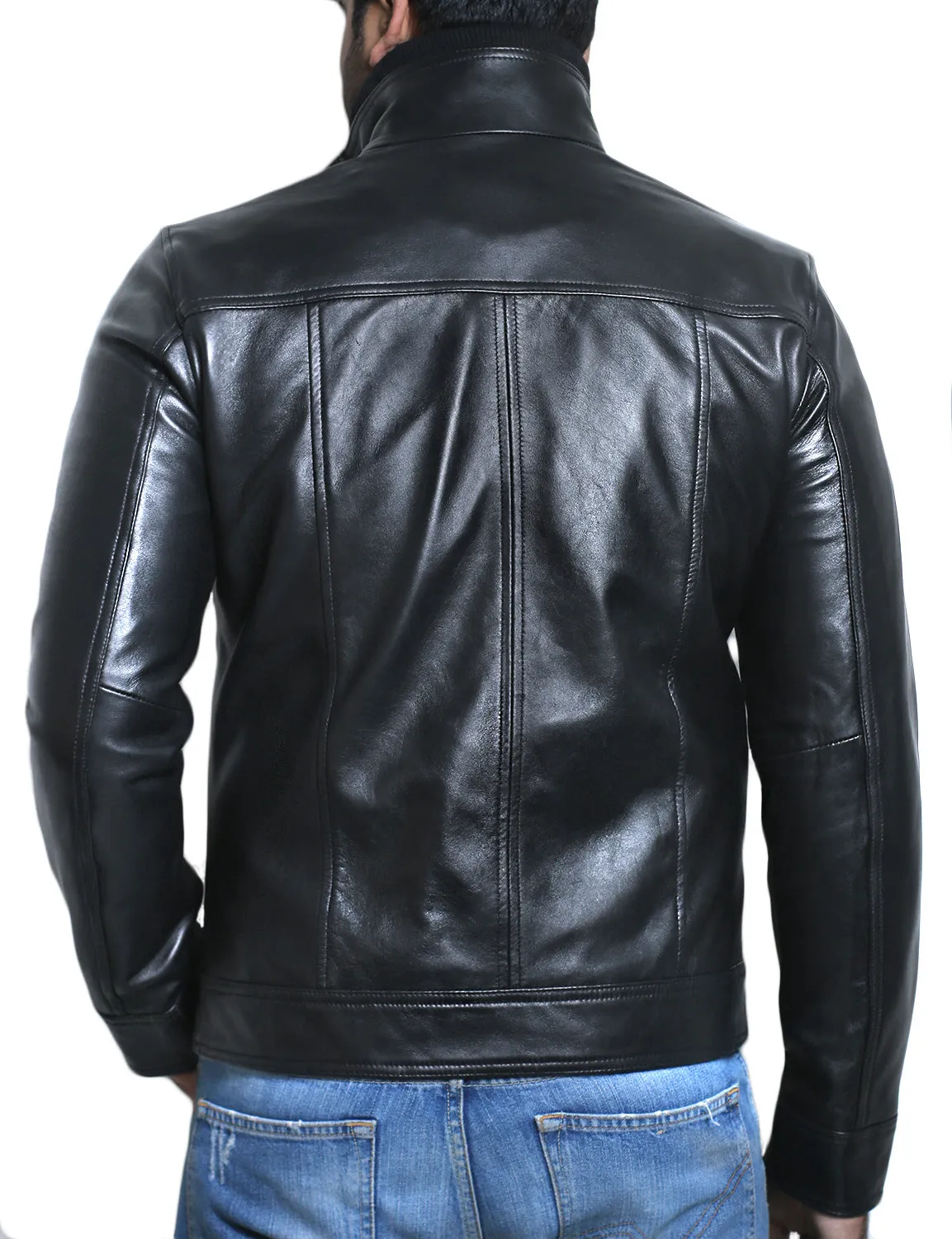 Leather Jackets Hub Mens Genuine Lambskin Leather Jacket (Black, Fencing Jacket) - 1501063