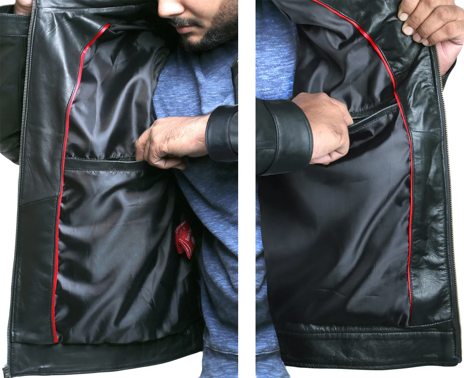 Leather Jackets Hub Mens Genuine Lambskin Leather Jacket (Black, Fencing Jacket) - 1501768