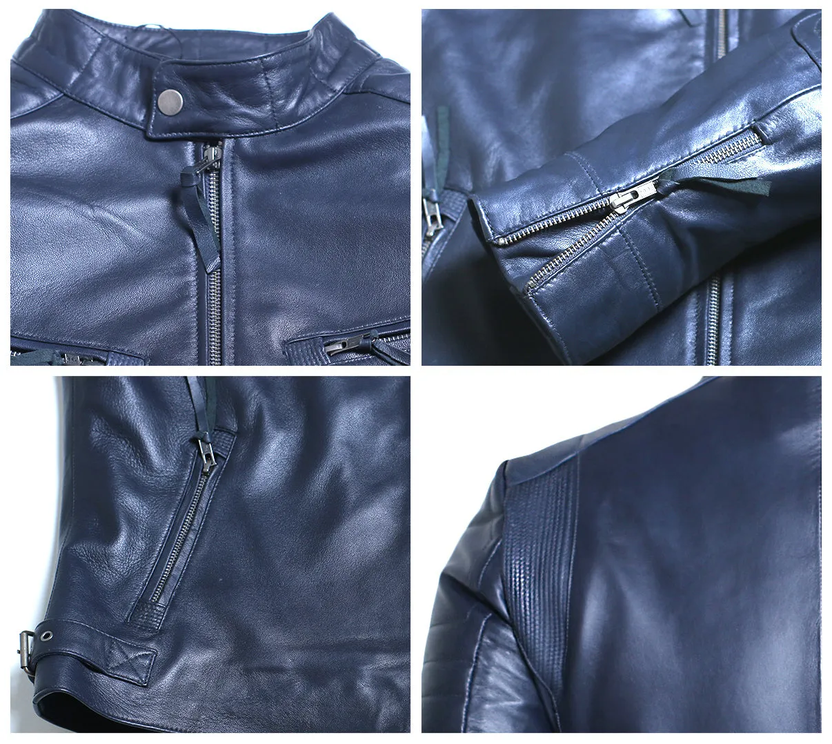 Leather Jackets Hub Mens Genuine Lambskin Leather Jacket (Black, Racer Jacket) - 1501025